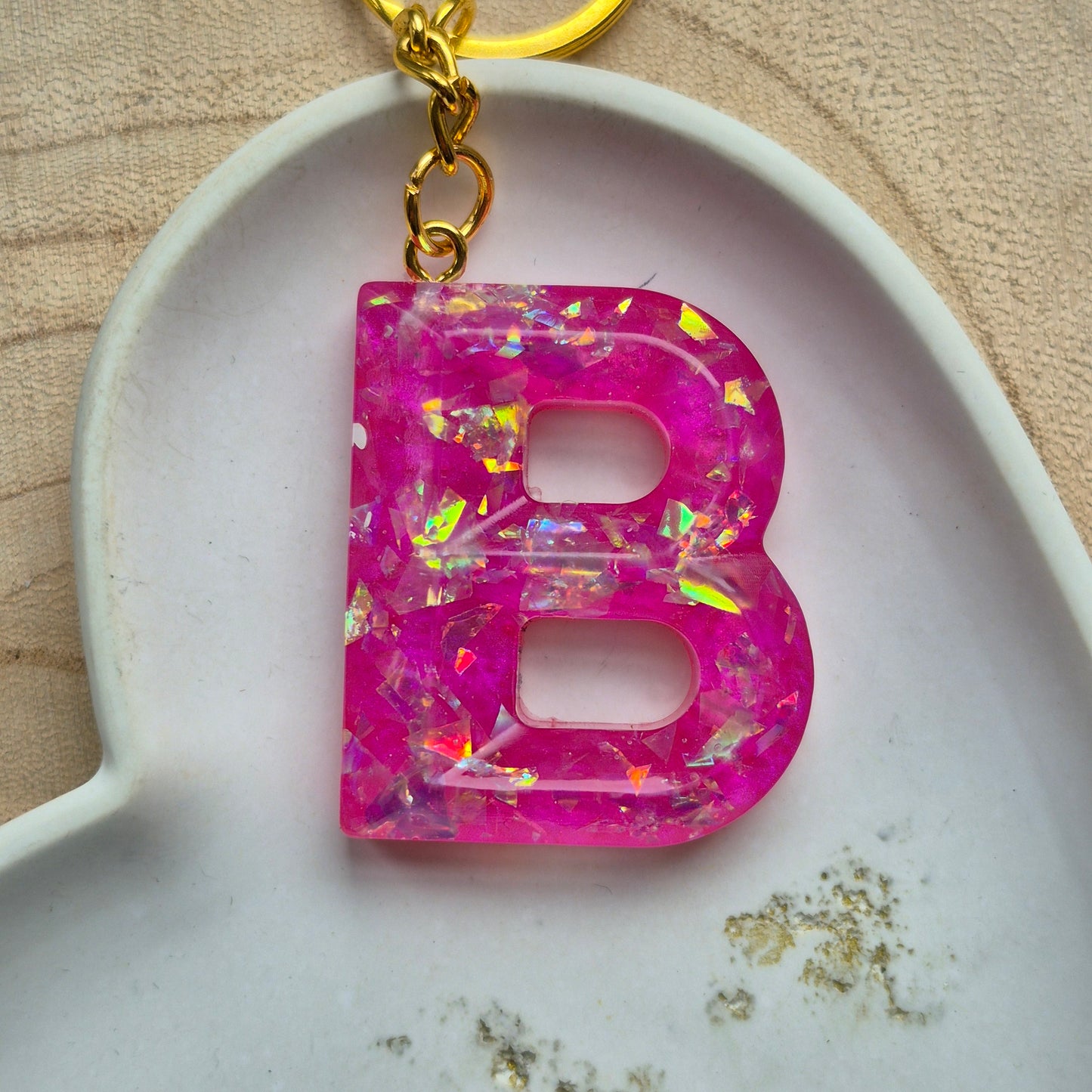 Resin Faceted Initial Keyring - Letter B