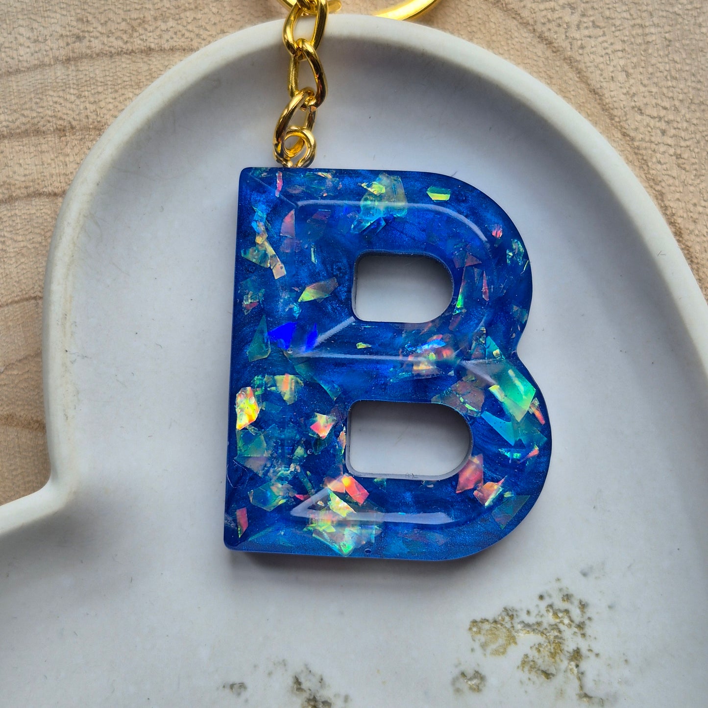 Resin Faceted Initial Keyring - Letter B