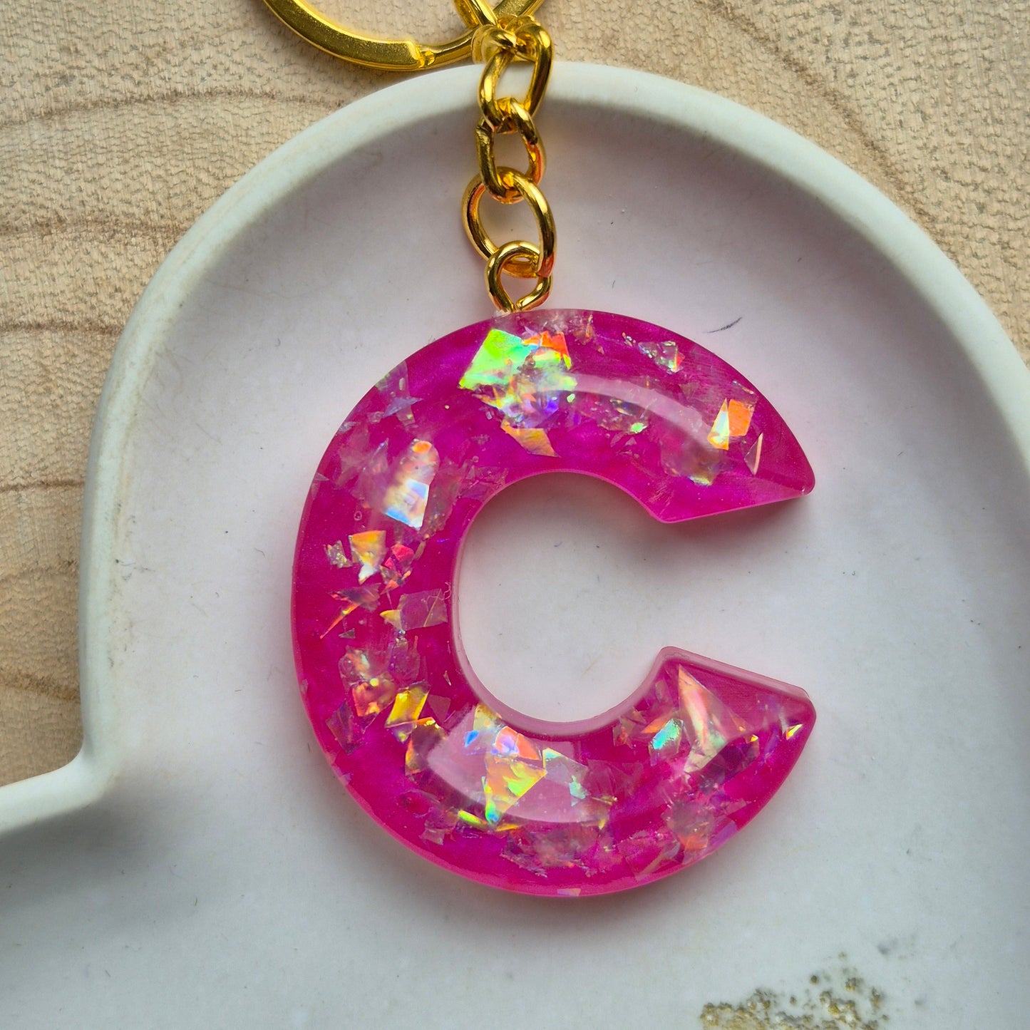 Resin Faceted Initial Keyring - Letter C