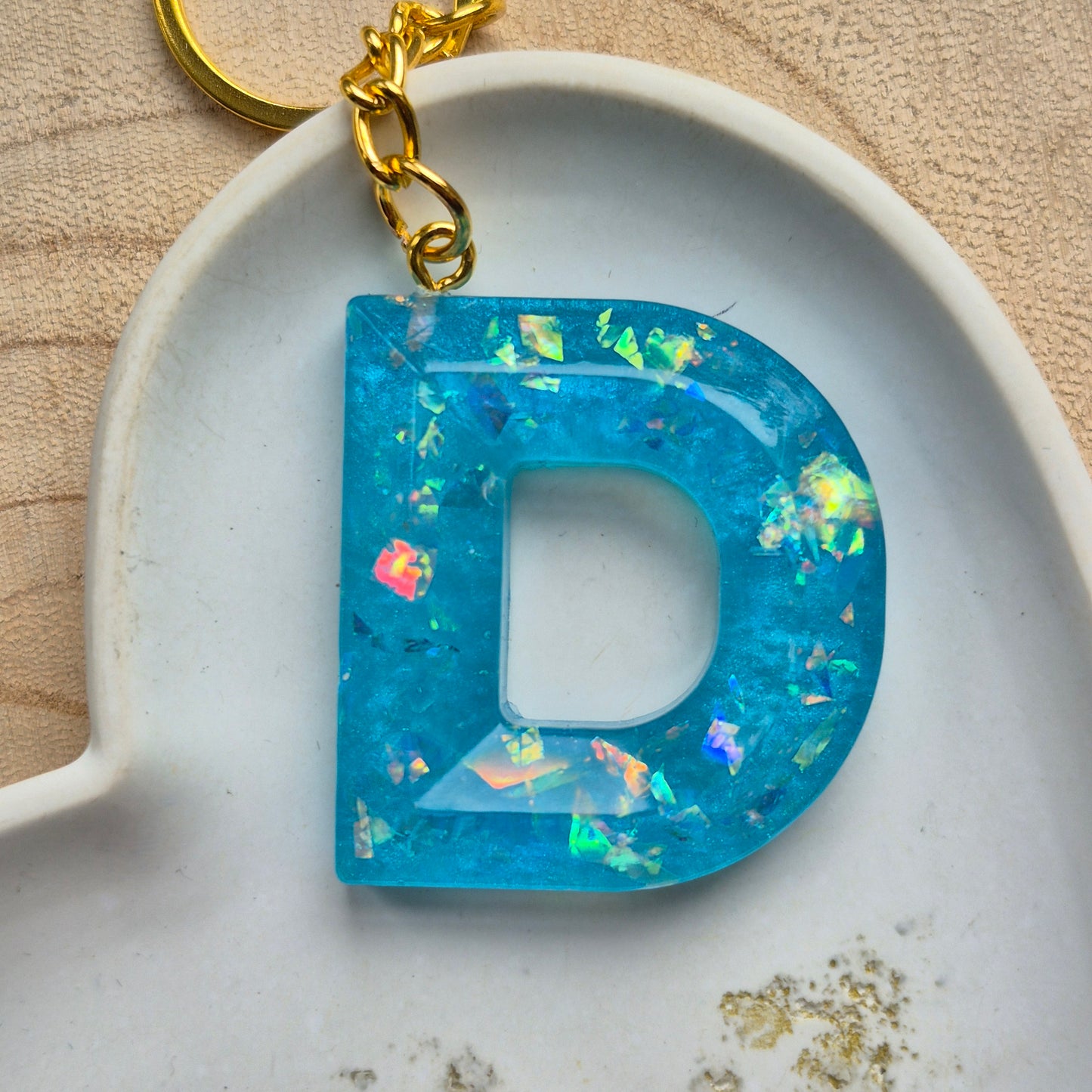 Resin Faceted Initial Keyring - Letter D