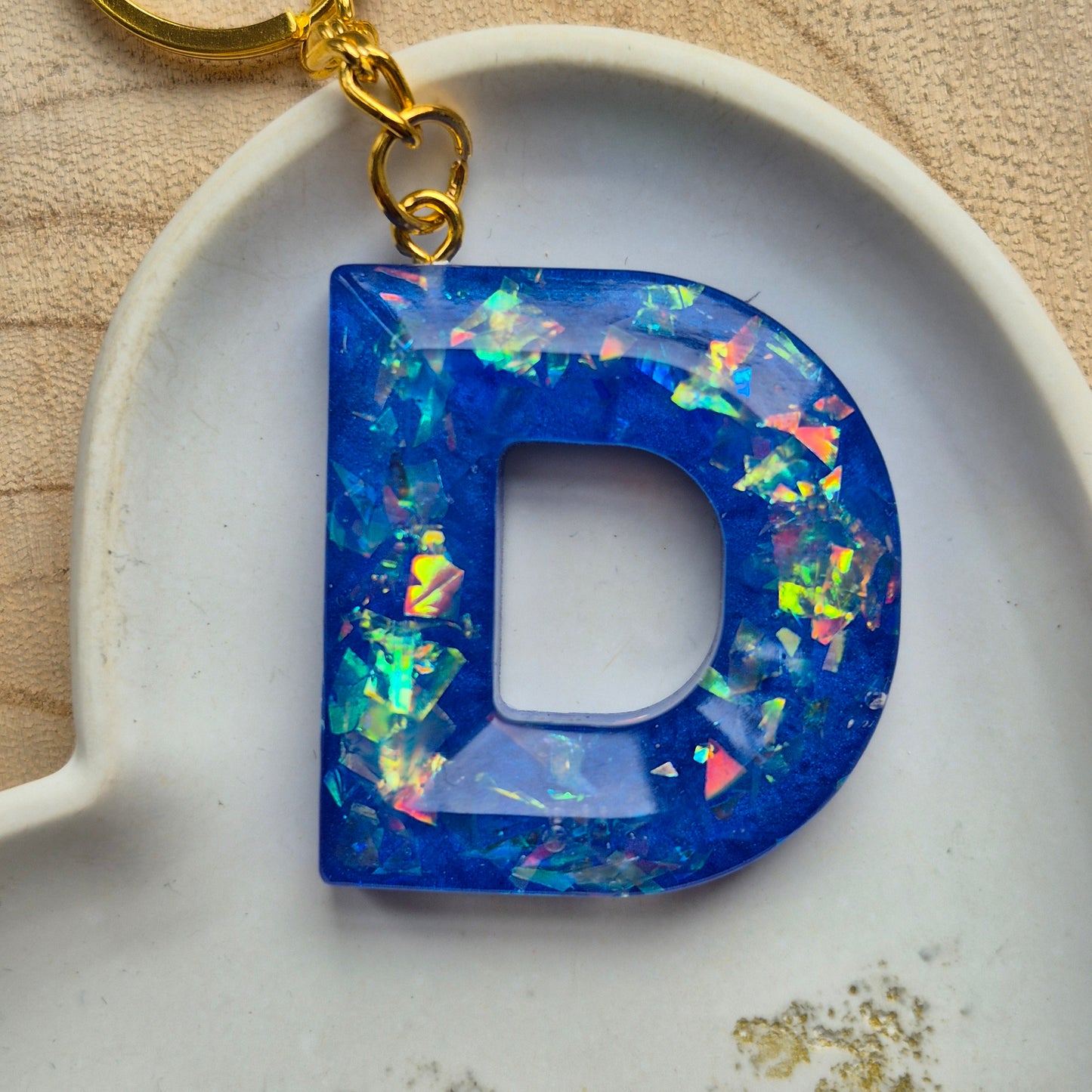 Resin Faceted Initial Keyring - Letter D