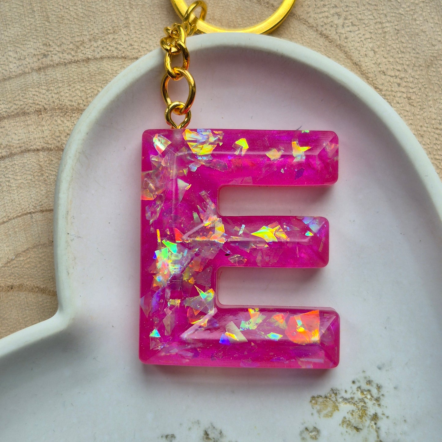 Resin Faceted Initial Keyring - Letter E