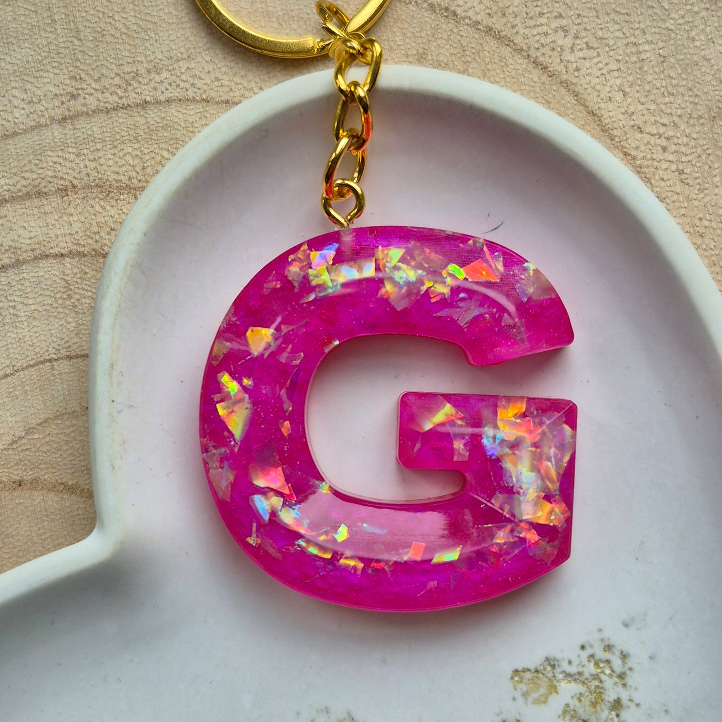Resin Faceted Initial Keyring - Letter G