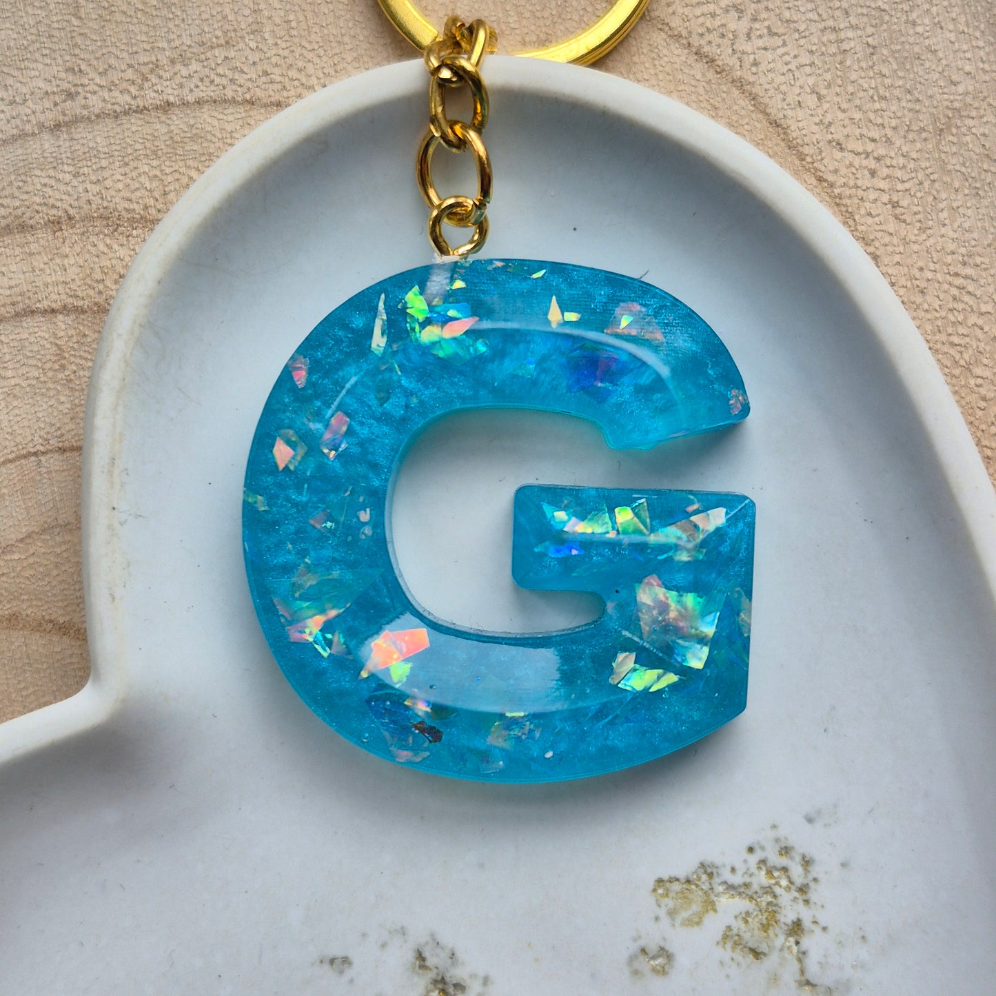 Resin Faceted Initial Keyring - Letter G