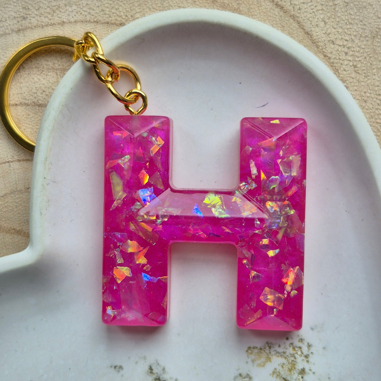 Resin Faceted Initial Keyring - Letter H