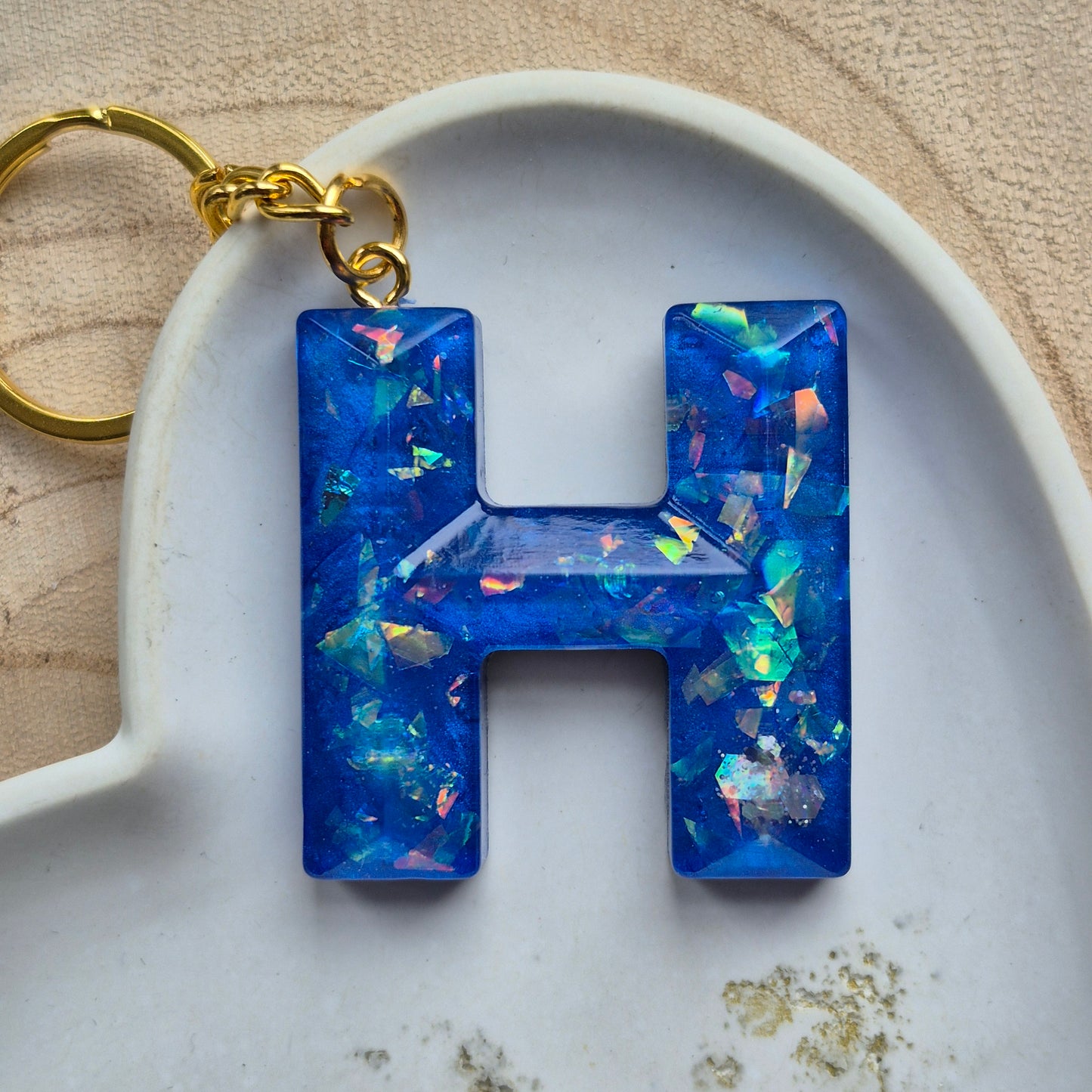 Resin Faceted Initial Keyring - Letter H