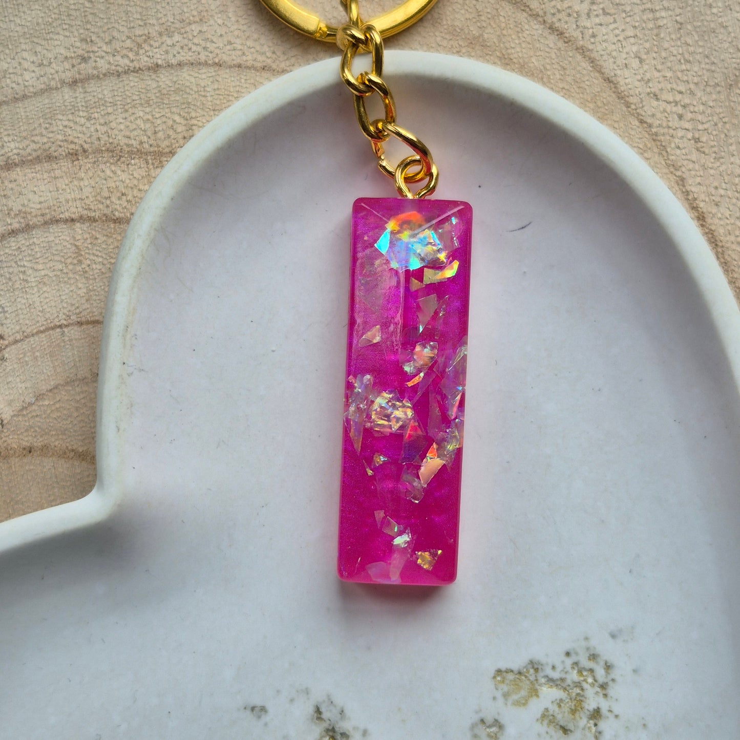 Resin Faceted Initial Keyring - Letter I