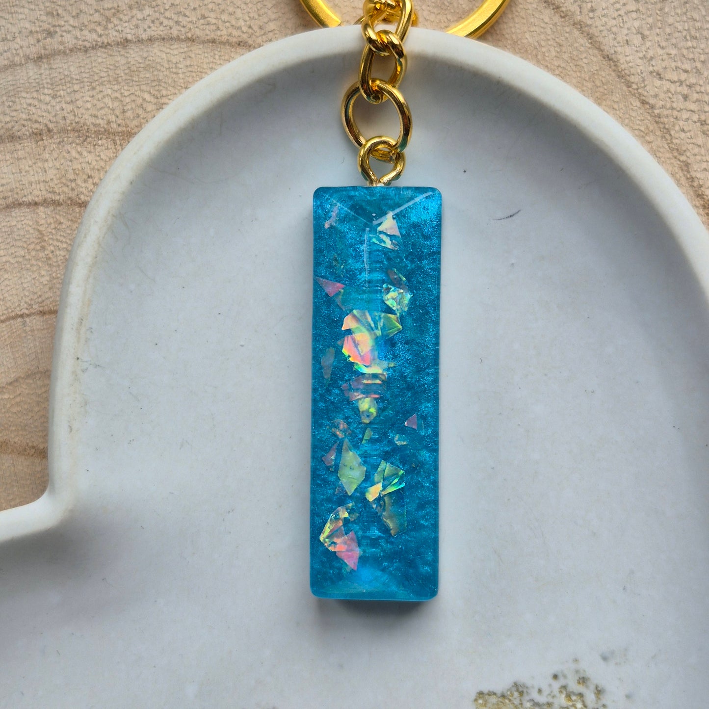 Resin Faceted Initial Keyring - Letter I