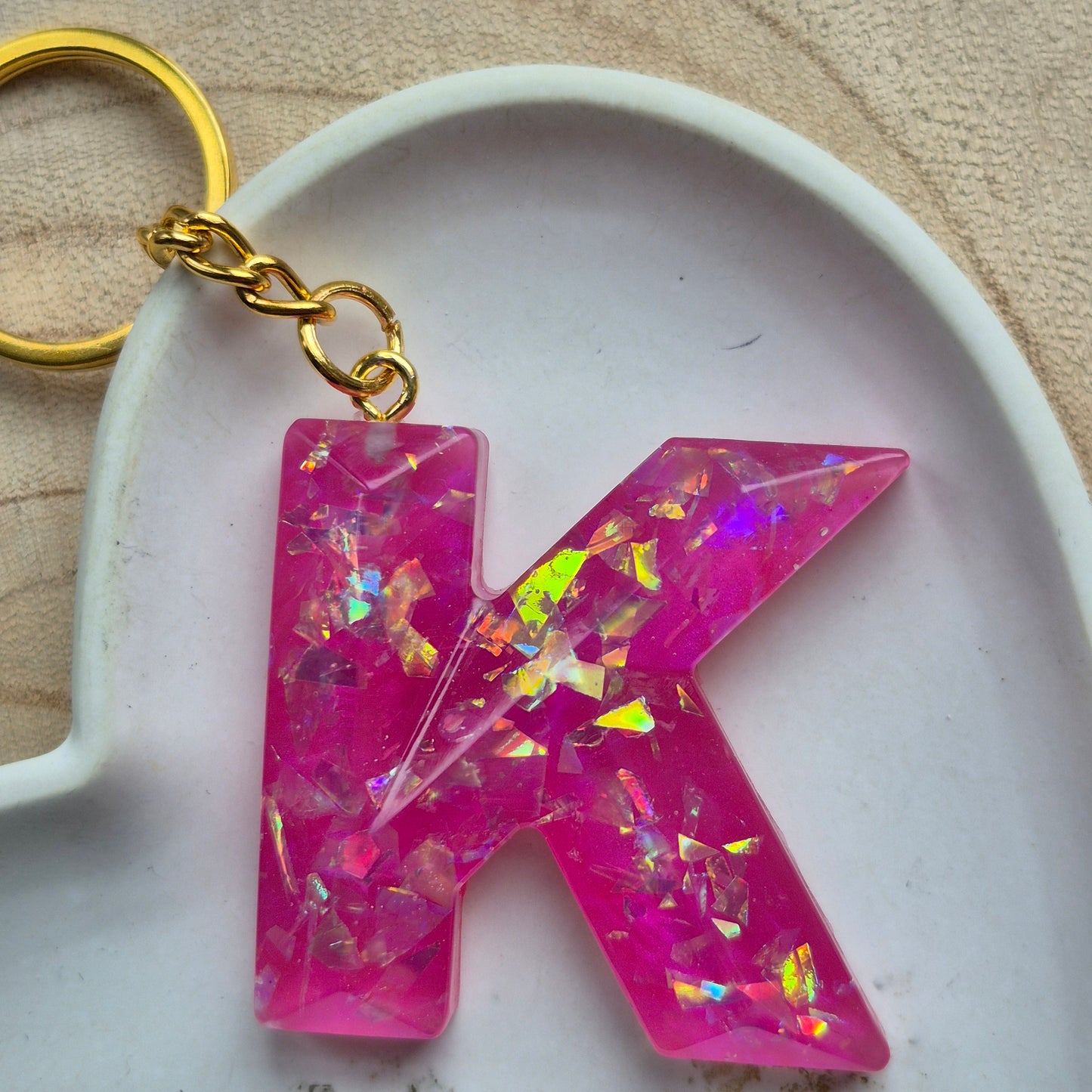 Resin Faceted Initial Keyring - Letter K
