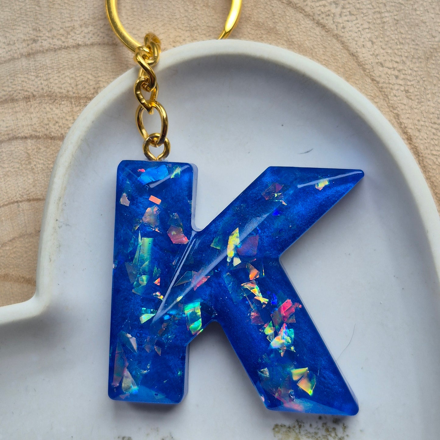 Resin Faceted Initial Keyring - Letter K