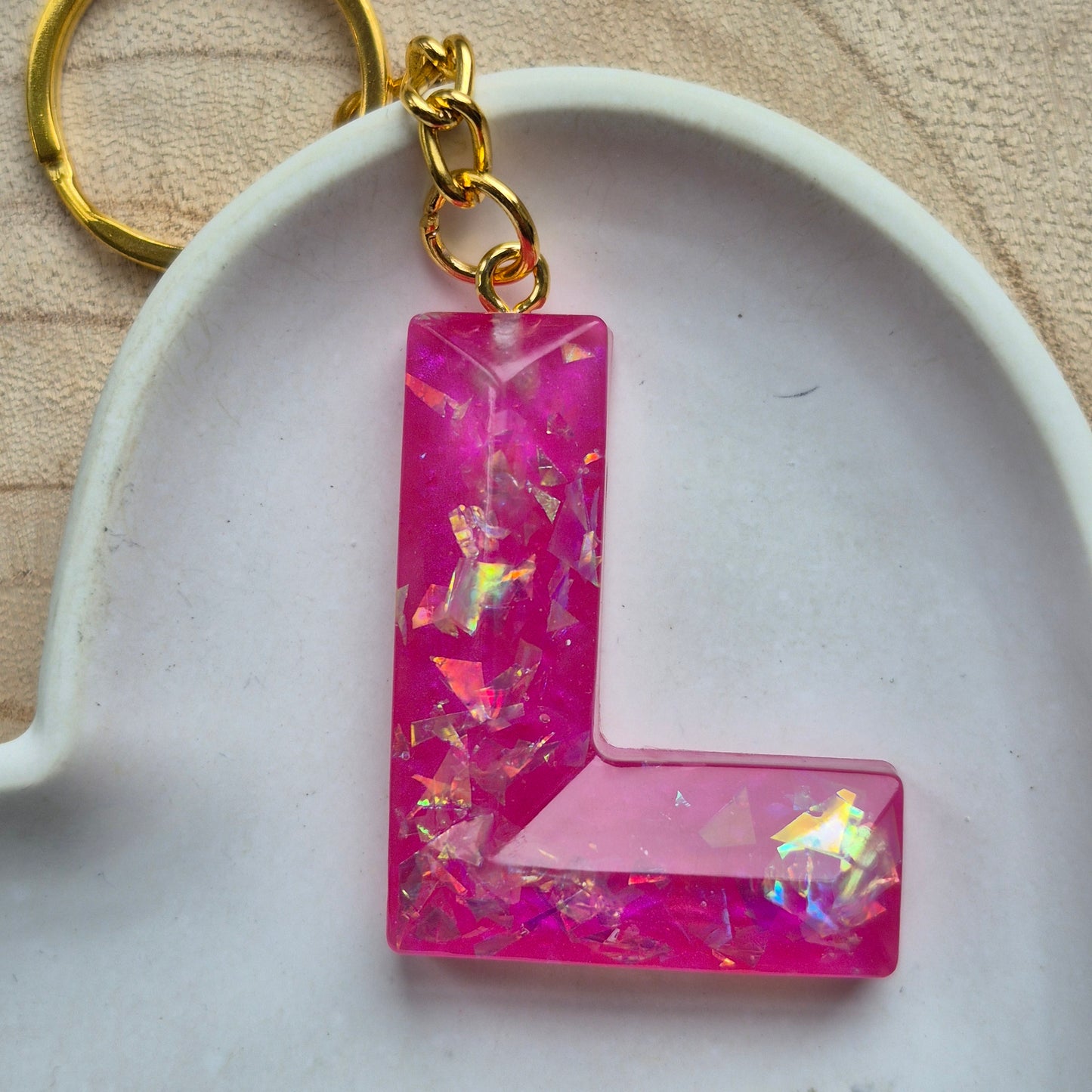 Resin Faceted Initial Keyring - Letter L