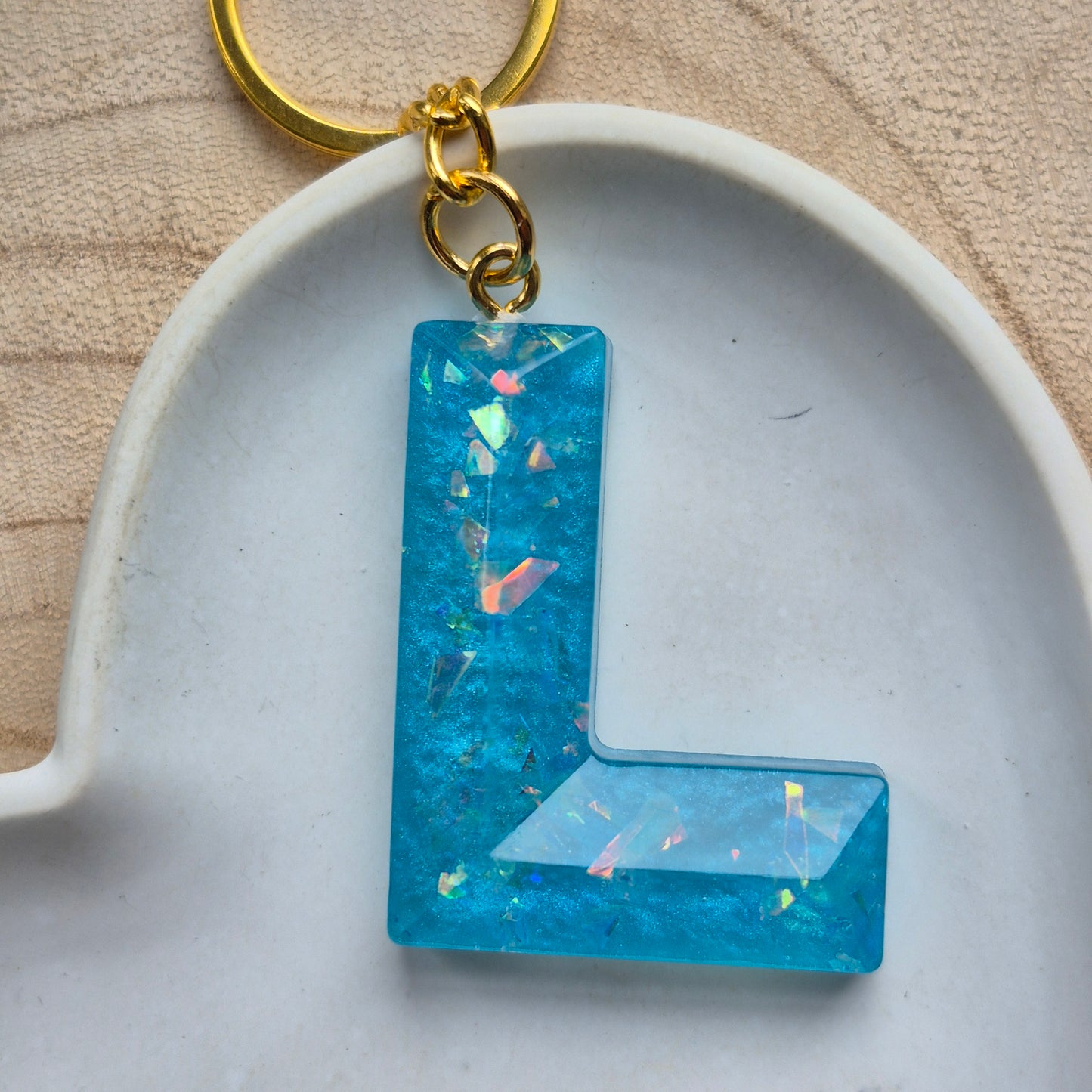 Resin Faceted Initial Keyring - Letter L