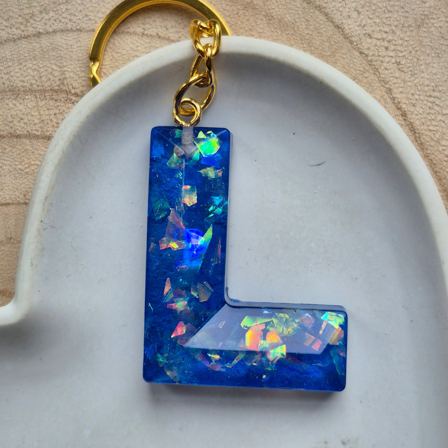 Resin Faceted Initial Keyring - Letter L