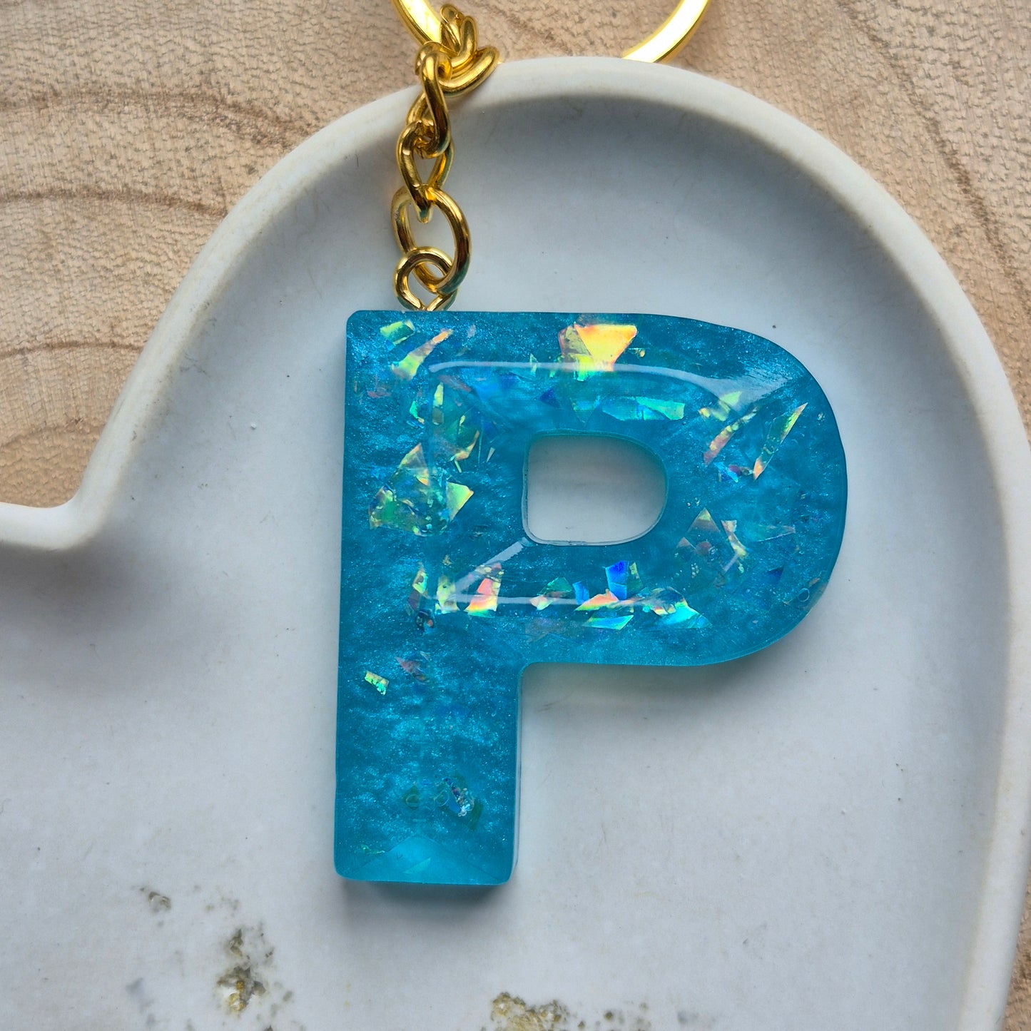 Resin Faceted Initial Keyring - Letter P