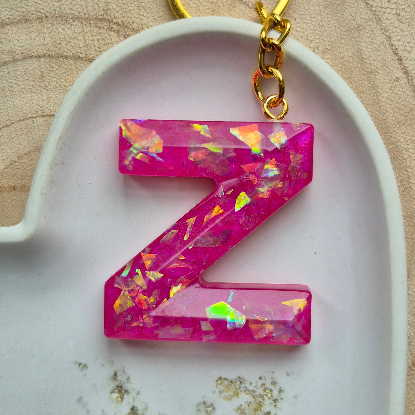 Resin Faceted Initial Keyring - Letter Z