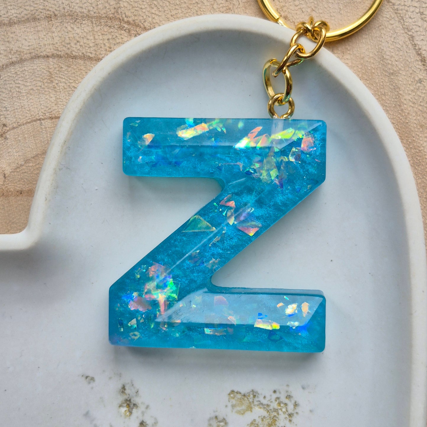 Resin Faceted Initial Keyring - Letter Z