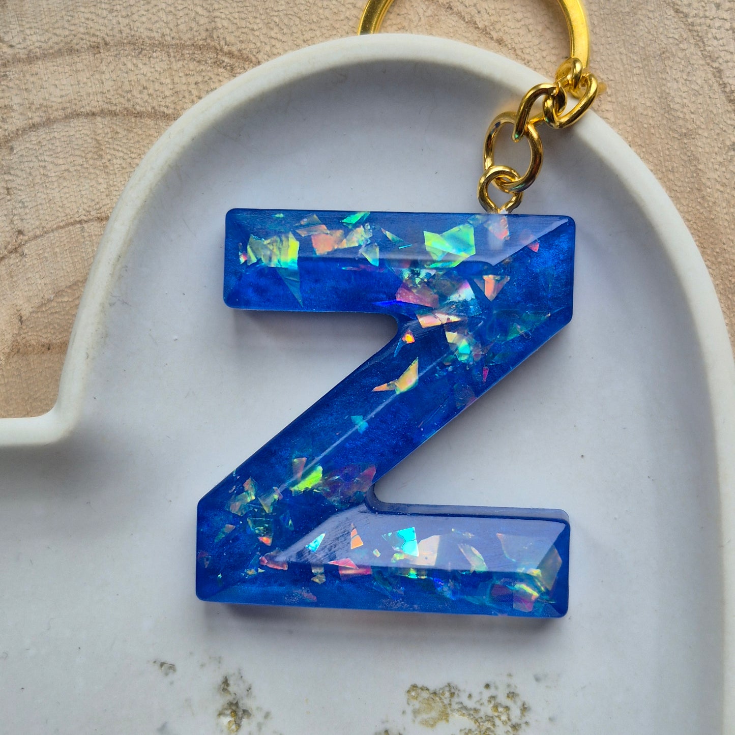Resin Faceted Initial Keyring - Letter Z