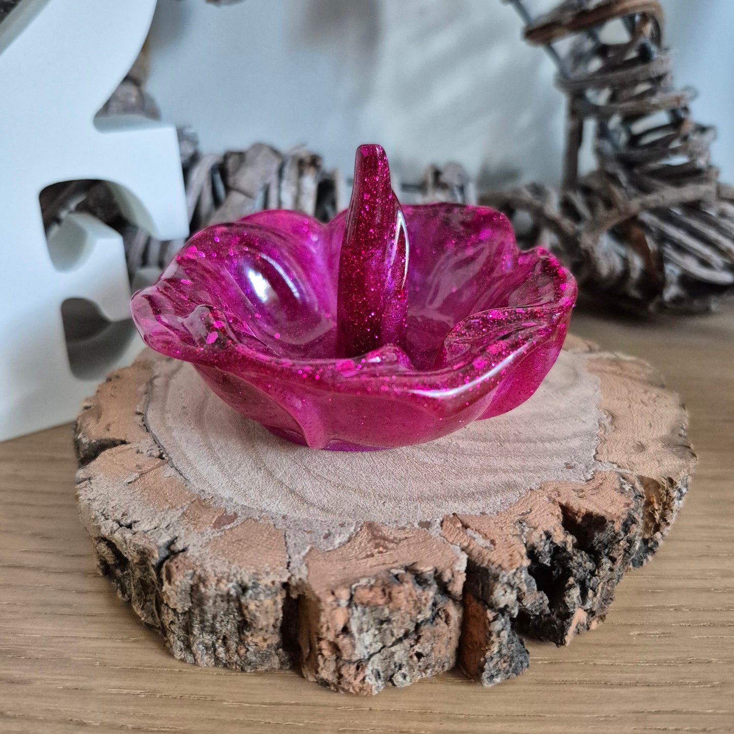 Resin Rose Ring Holder - Raspberry Tart