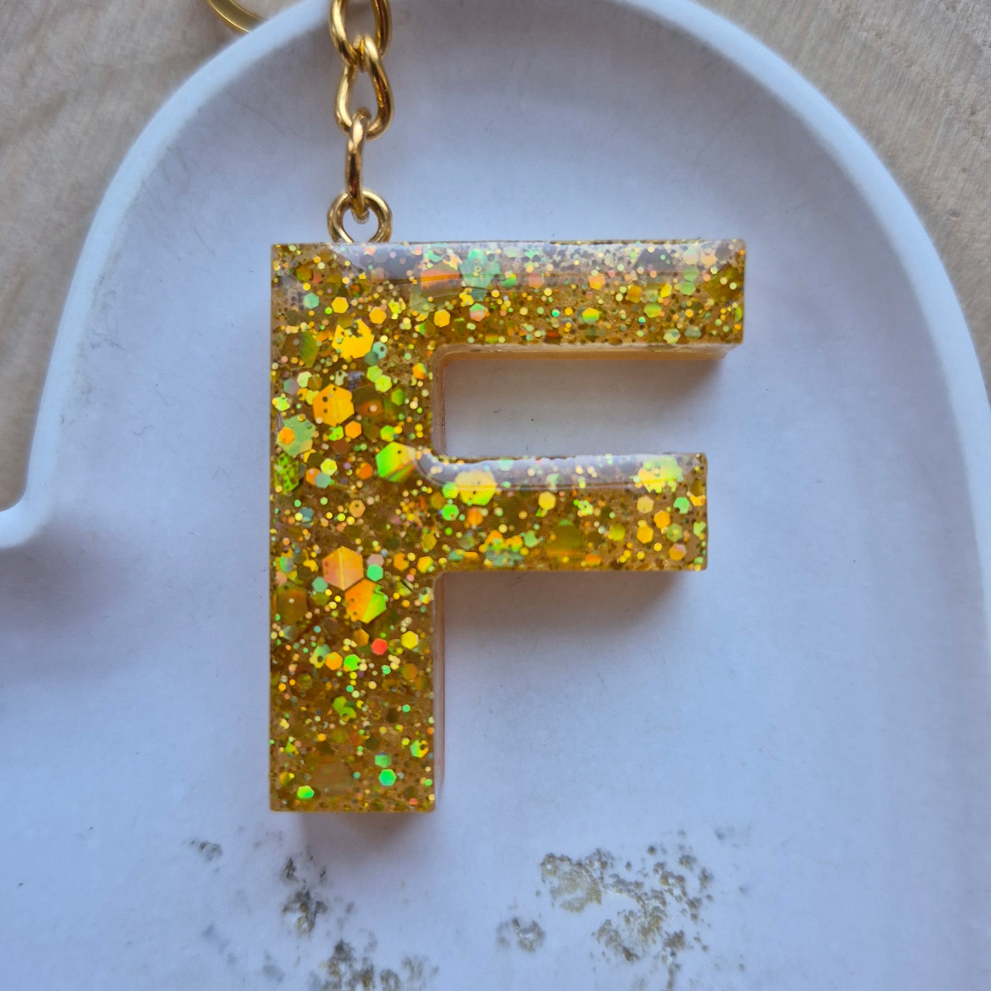 Resin Initial Keyring - Letter F