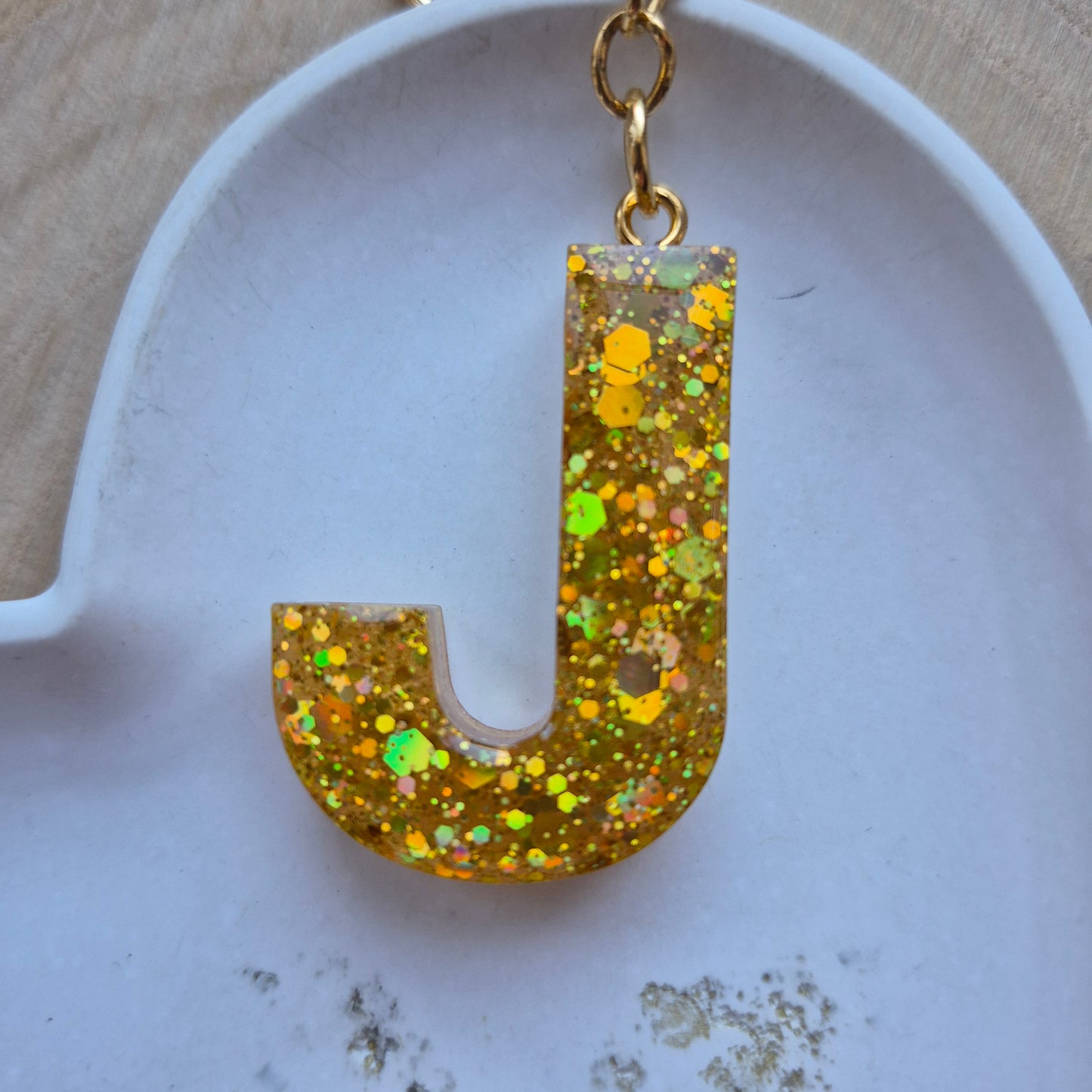 Resin Initial Keyring - Letter J