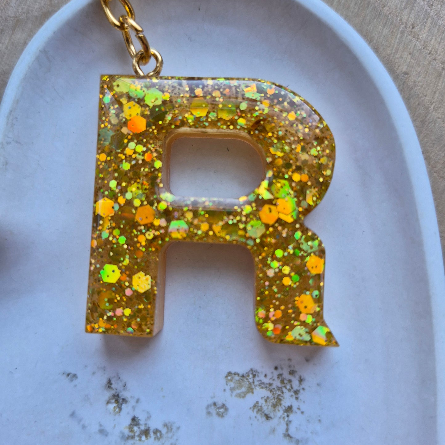 Resin Initial Keyring - Letter R
