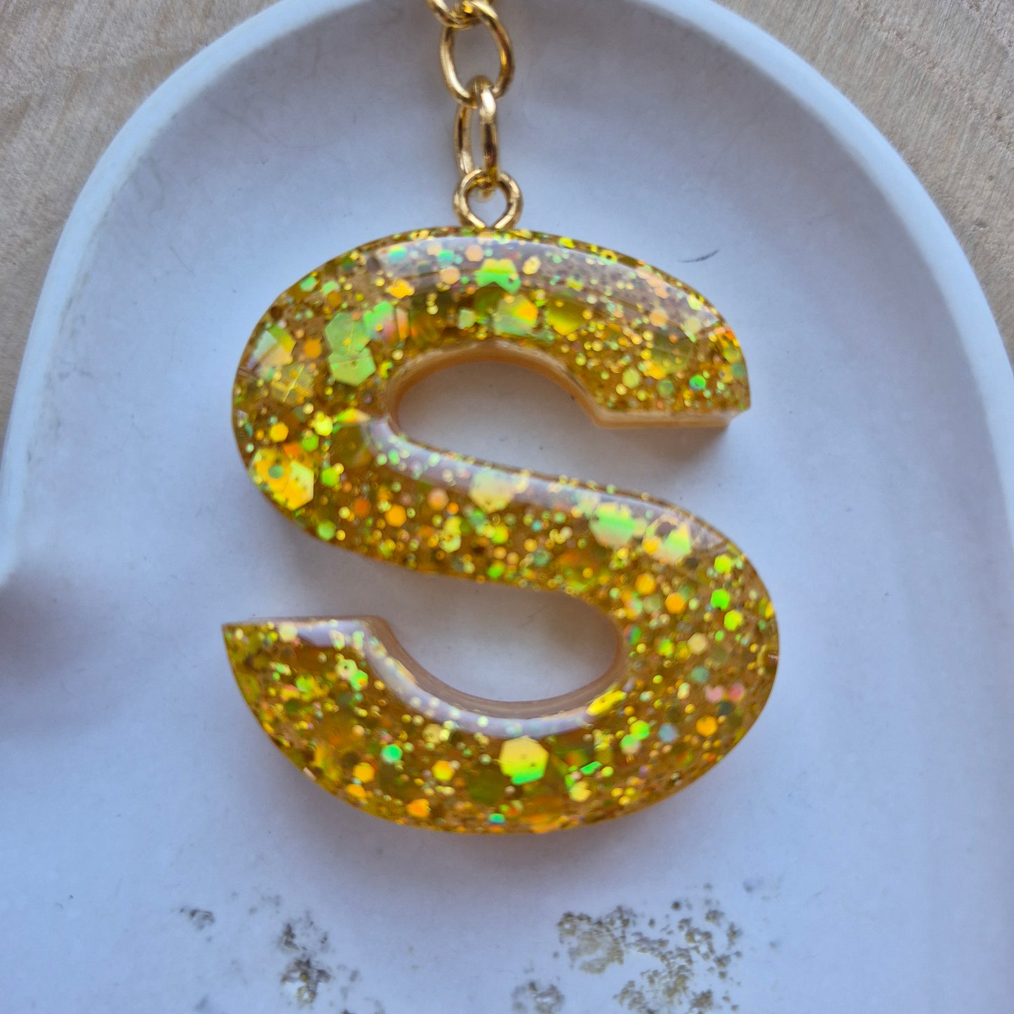Resin Initial Keyring - Letter S