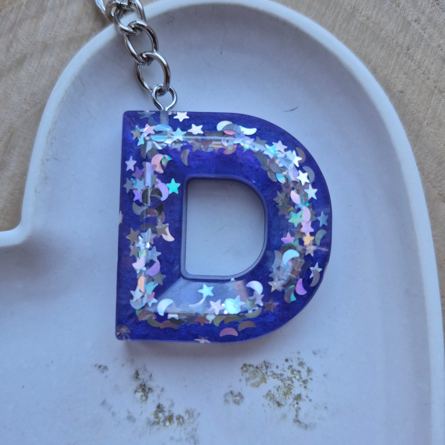 Resin Faceted Initial Keyring - Letter D