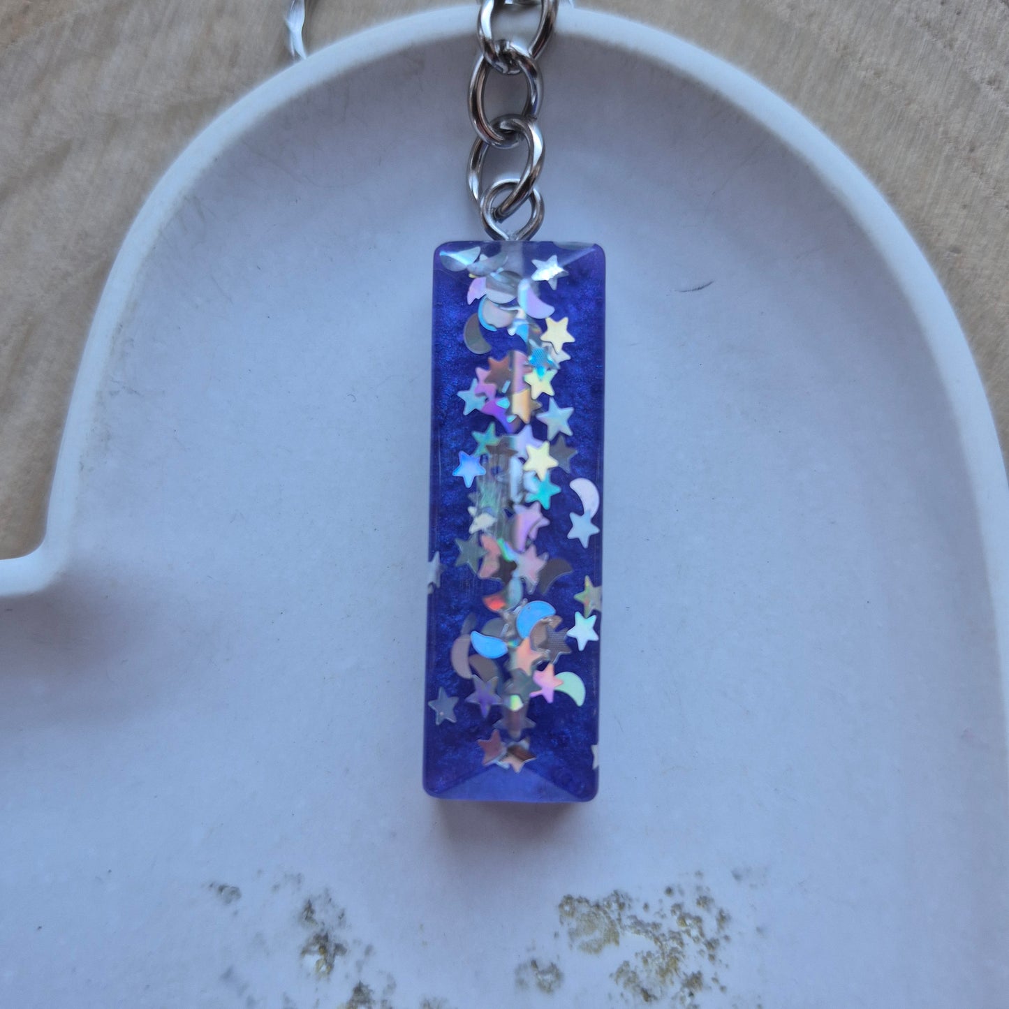 Resin Faceted Initial Keyring - Letter I