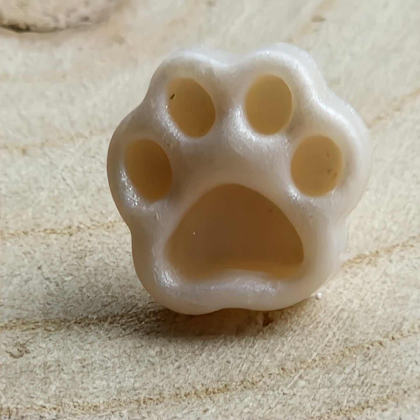 Clay Tiny Paw Print Stud Earrings - Debossed Ivory Shimmer