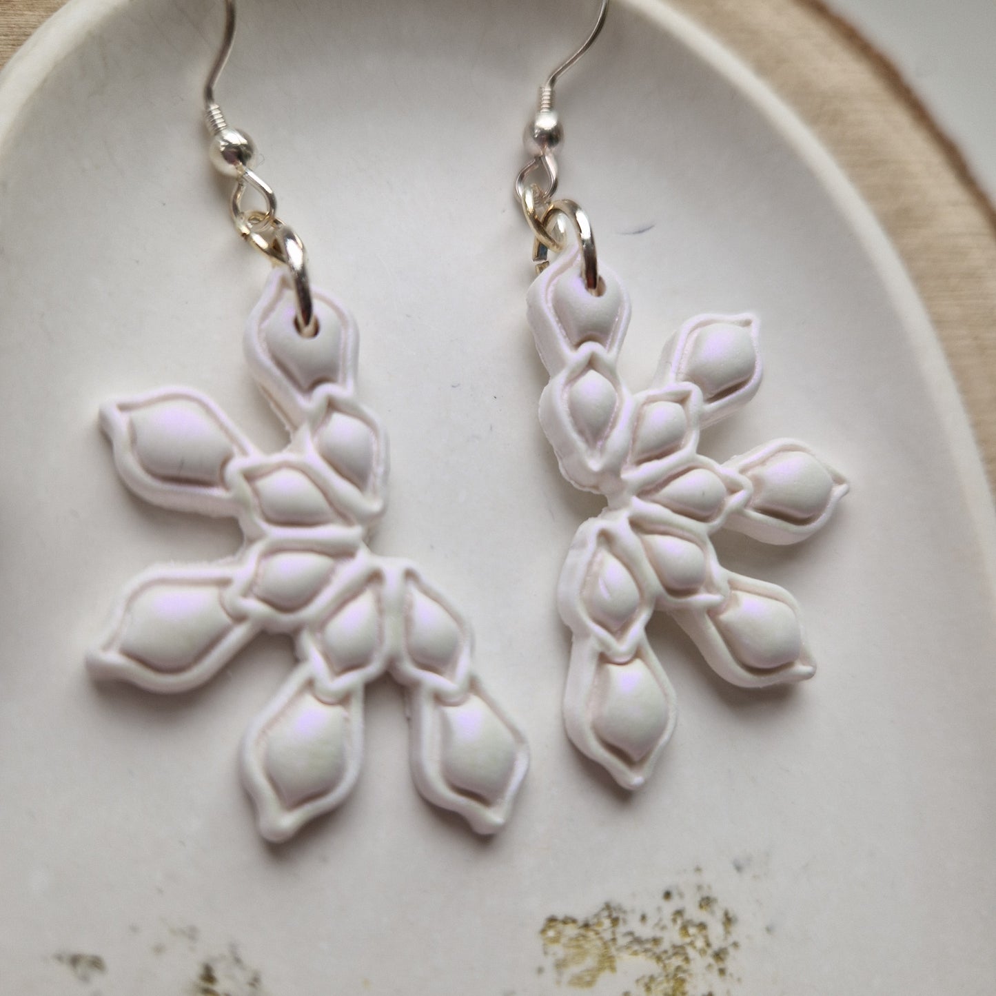 Clay Snowflake Earrings - Diamond in Pearl Pink