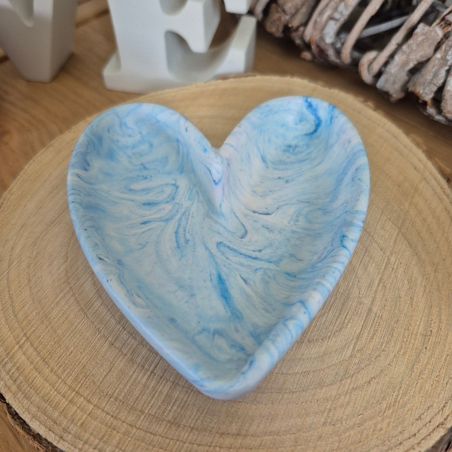 Eco Resin Modern Heart Trinket Dish - Blue