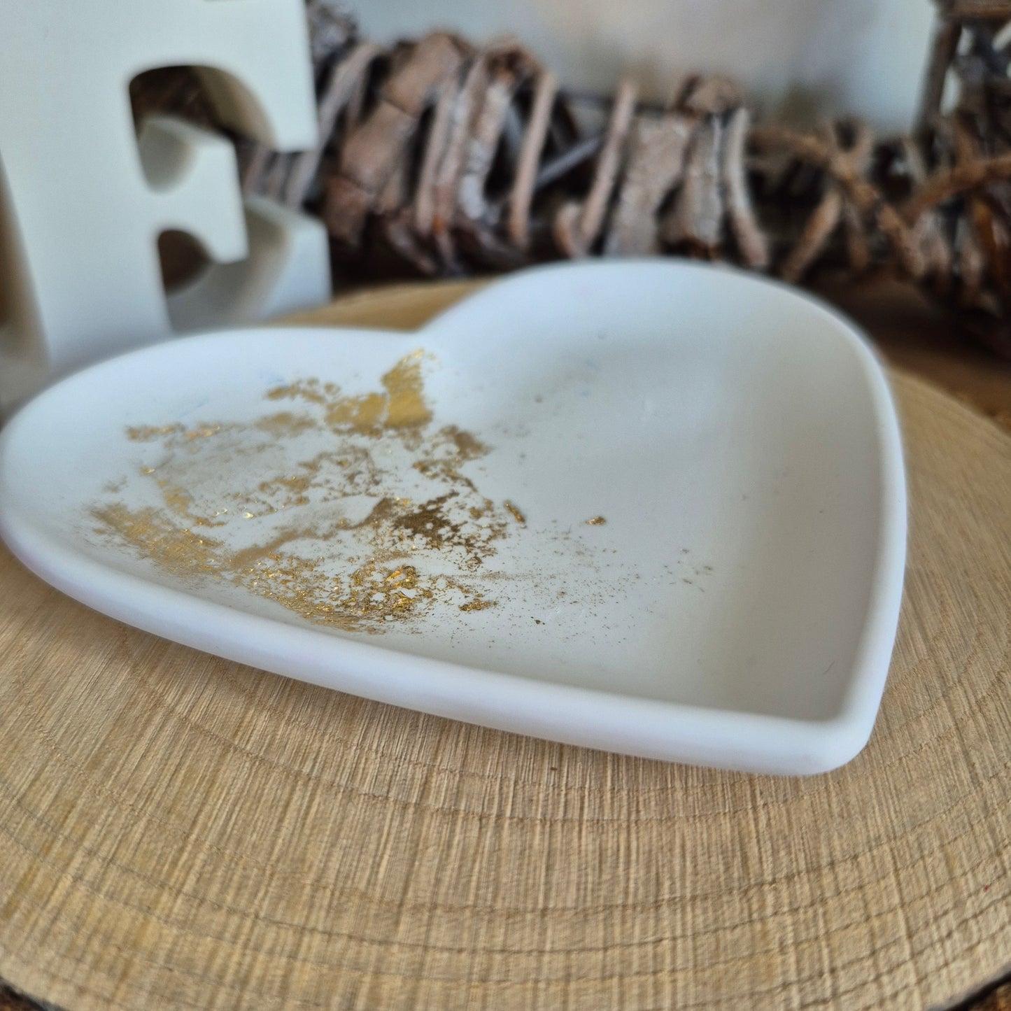 Eco Resin Heart Trinket Dish - Gold Foil