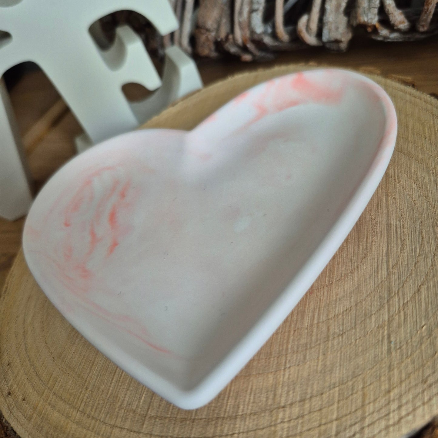 Eco Resin Heart Trinket Dish - Coral