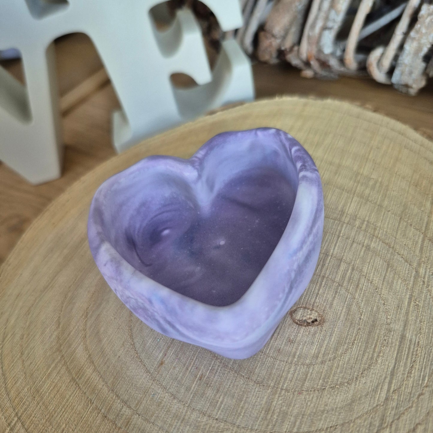 Eco Resin Stone Heart Trinket Pot - Blackcurrant