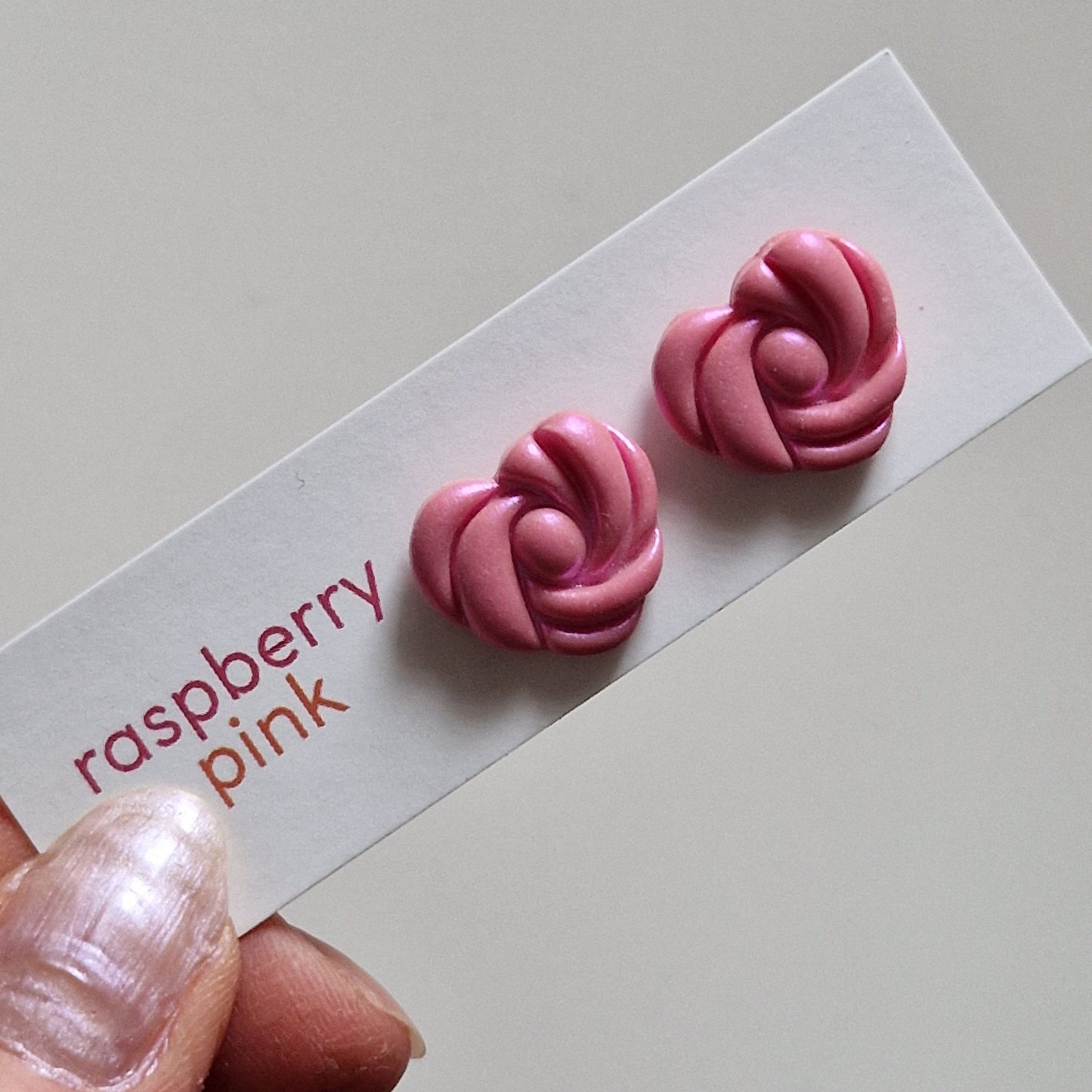 Clay Swirl Heart Stud Earrings - Pink Pearl
