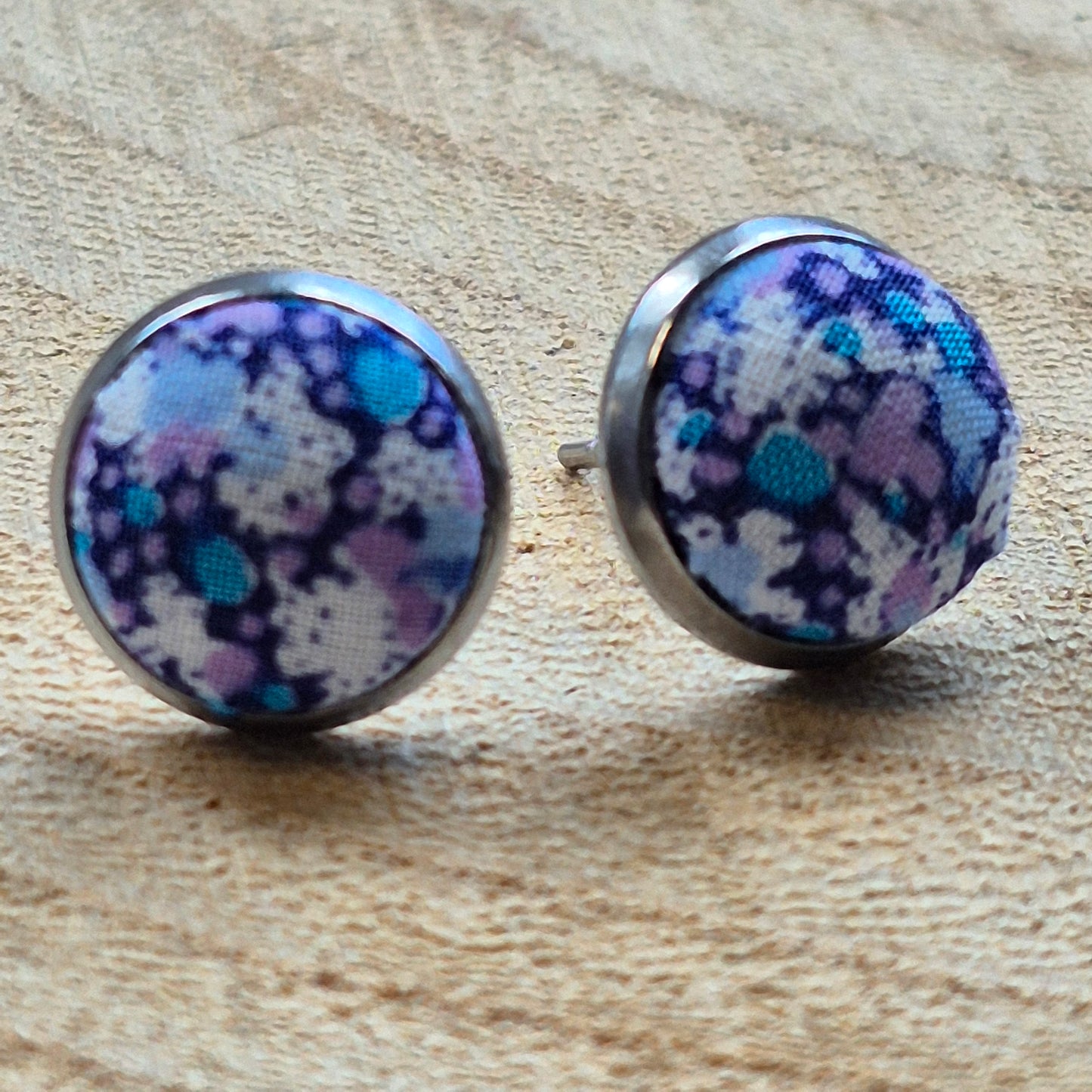 Vintage Liberty 10mm Stud Earrings - Blue Tiny Floral
