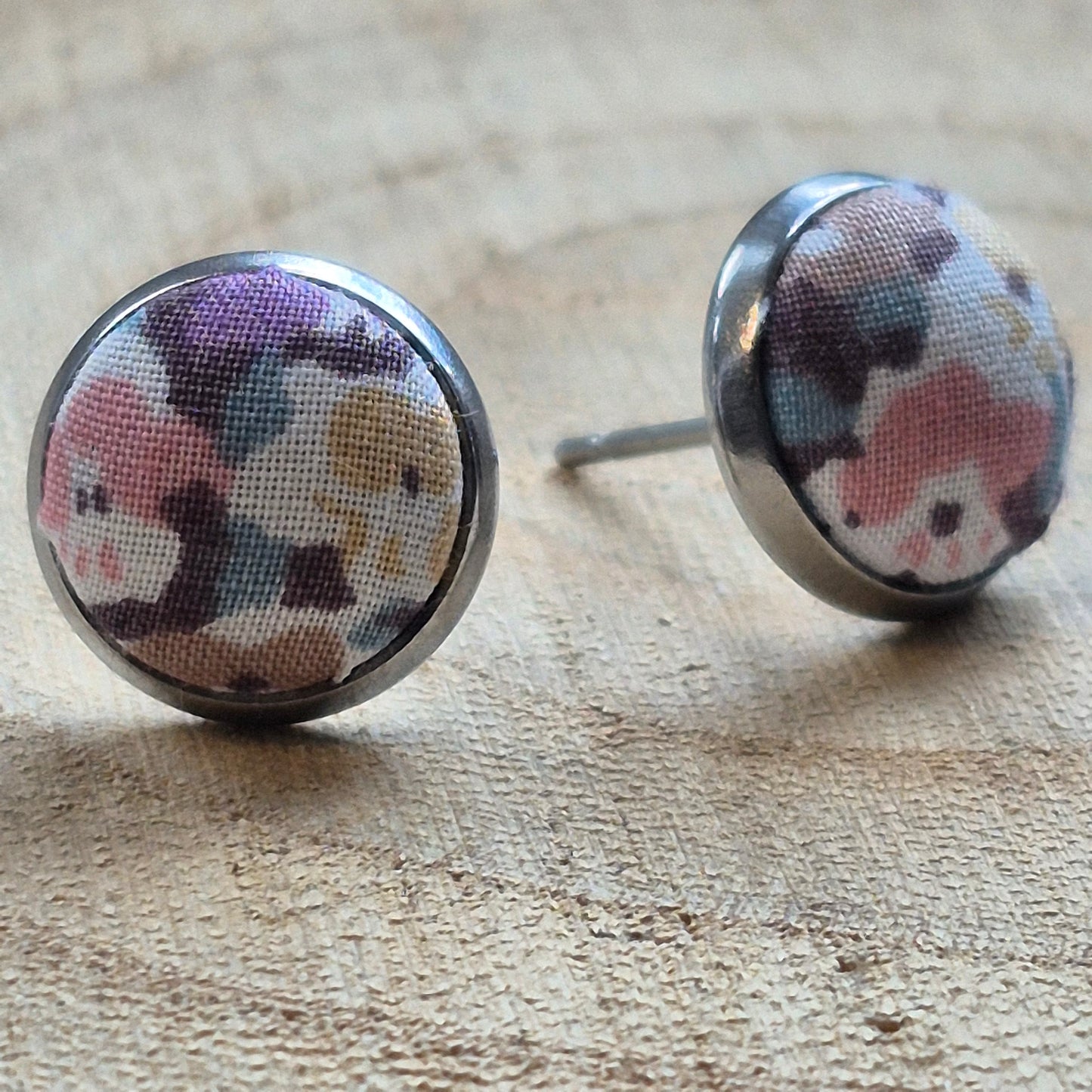 Vintage Liberty 10mm Stud Earrings - Pink Mint Ditsy Floral