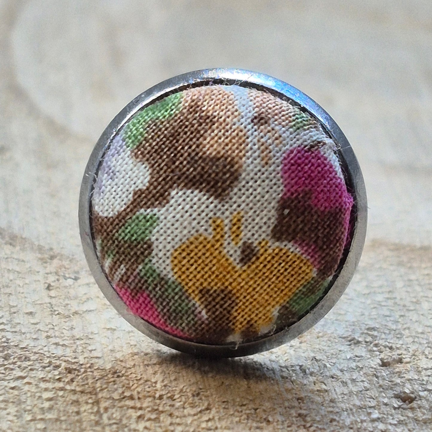Vintage Liberty 10mm Stud Earrings - Yellow Pink Ditsy Floral