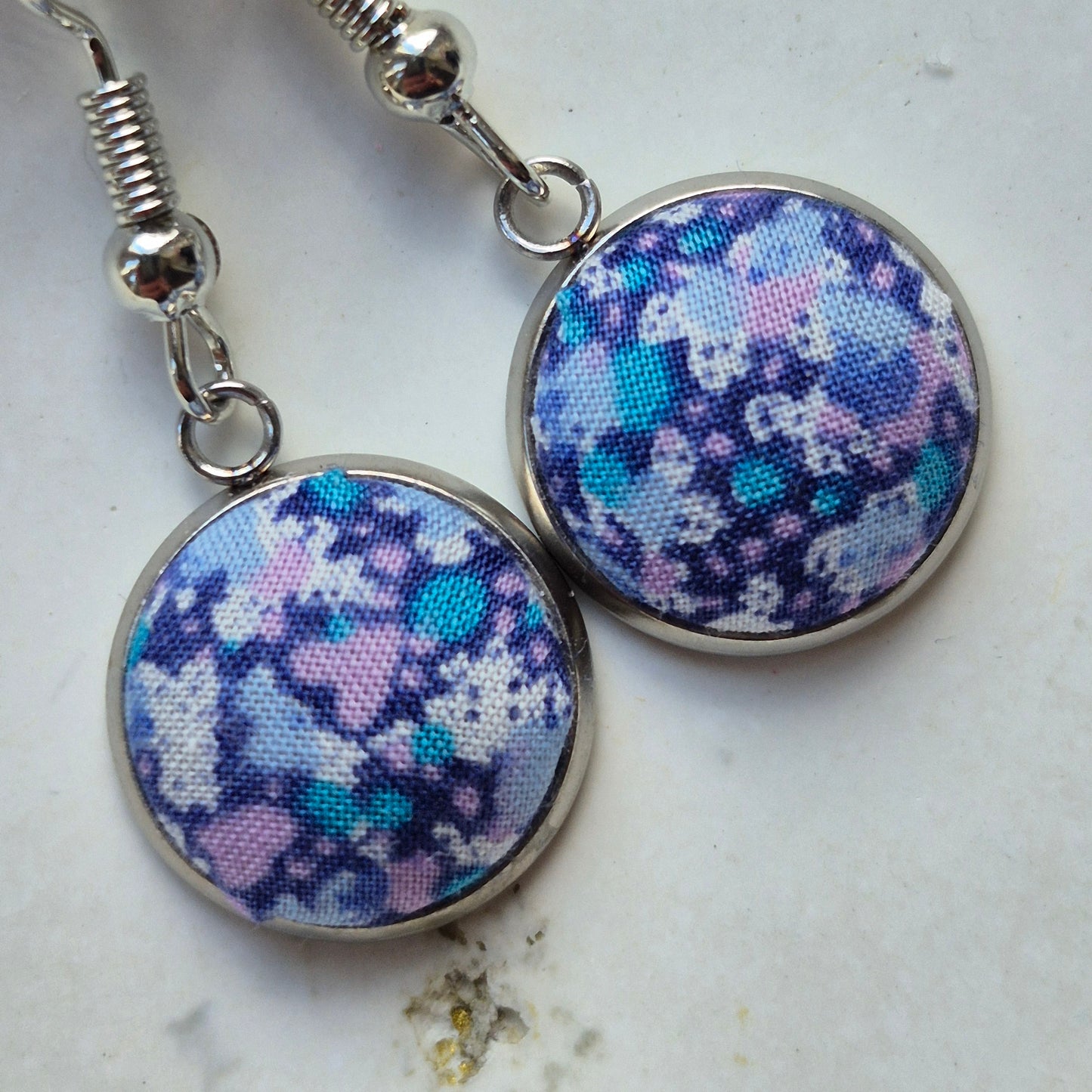Vintage Liberty 12mm Dangle Earrings - Blue Mini Floral
