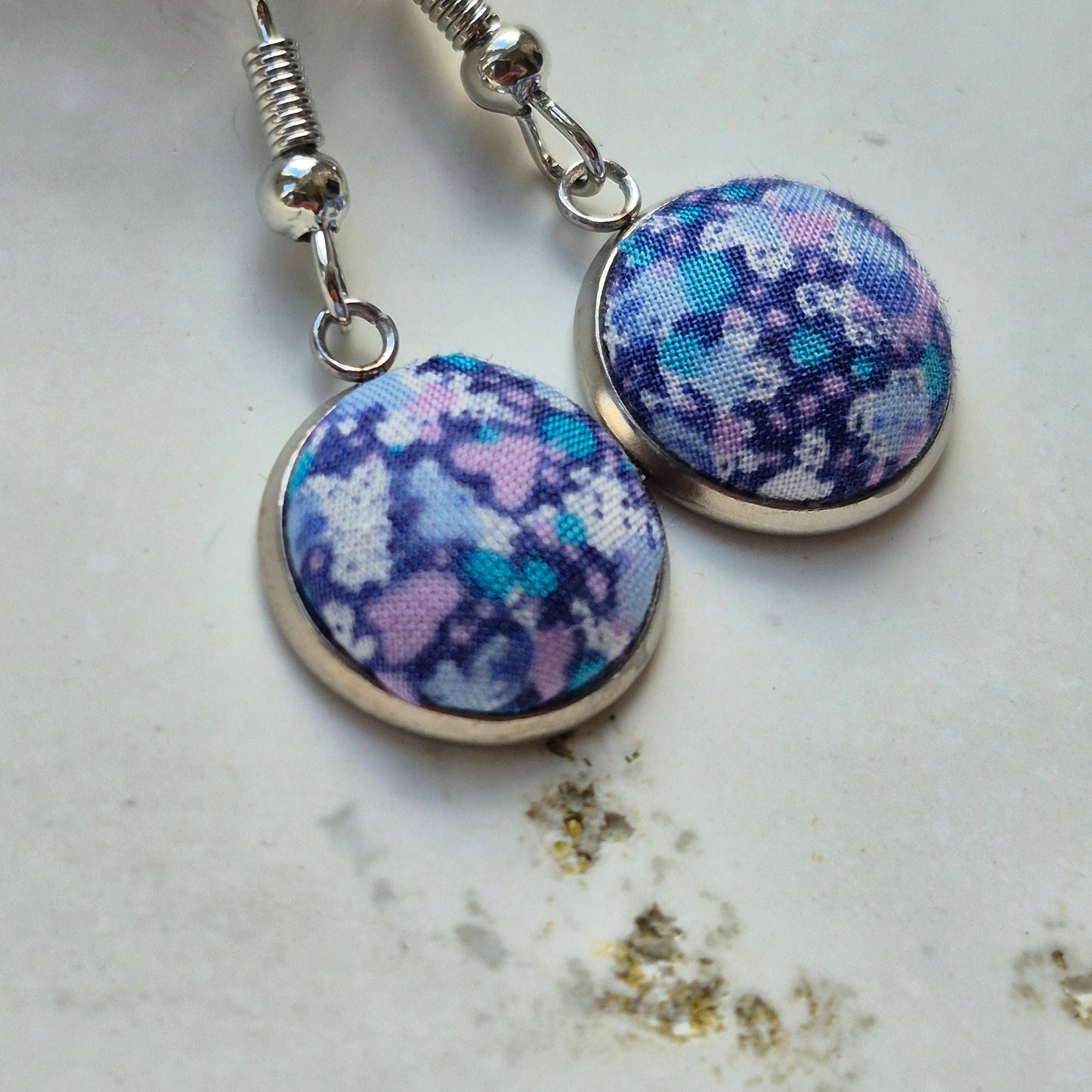 Vintage Liberty 12mm Dangle Earrings - Blue Mini Floral