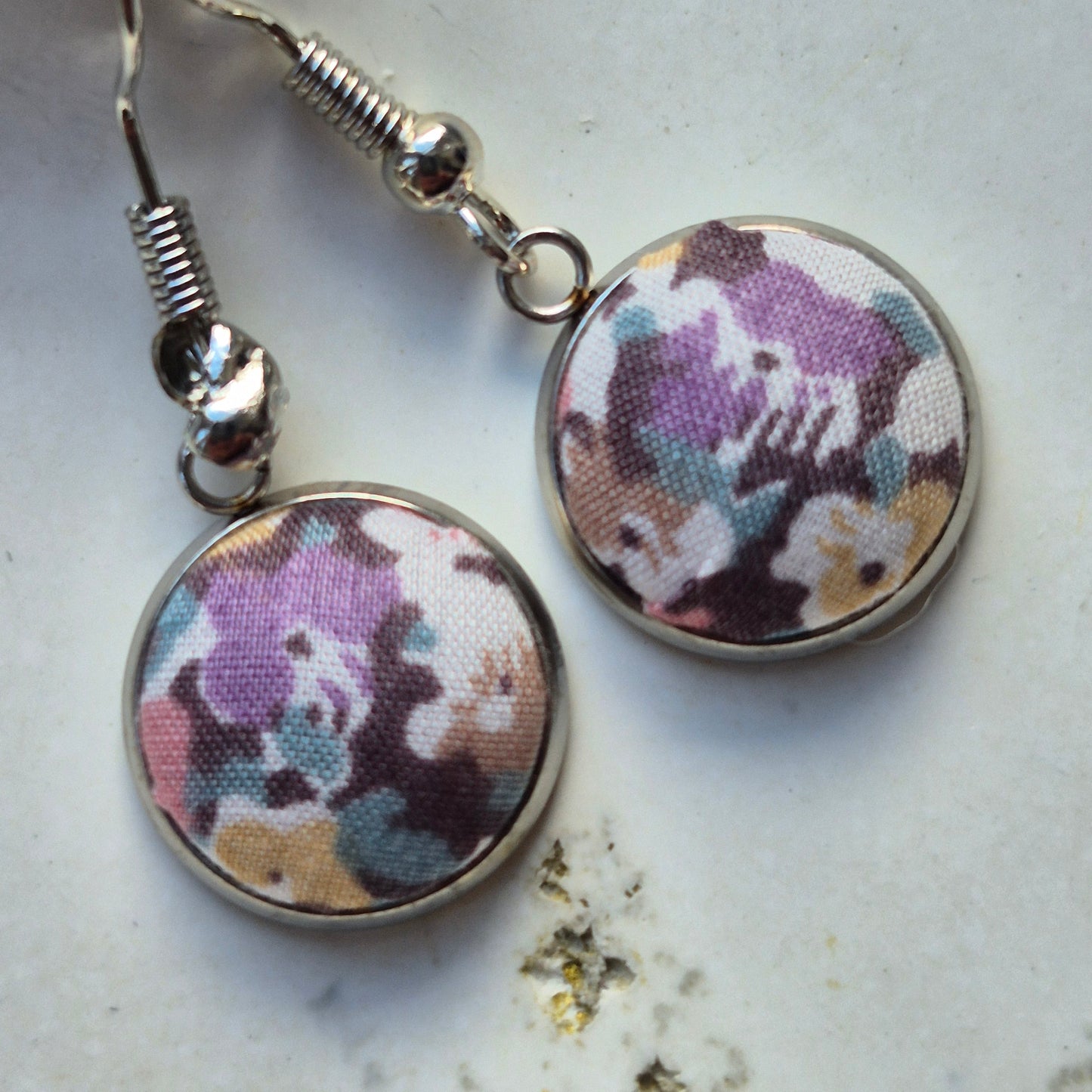 Vintage Liberty 12mm Dangle Earrings - Lilac Ditsy Floral