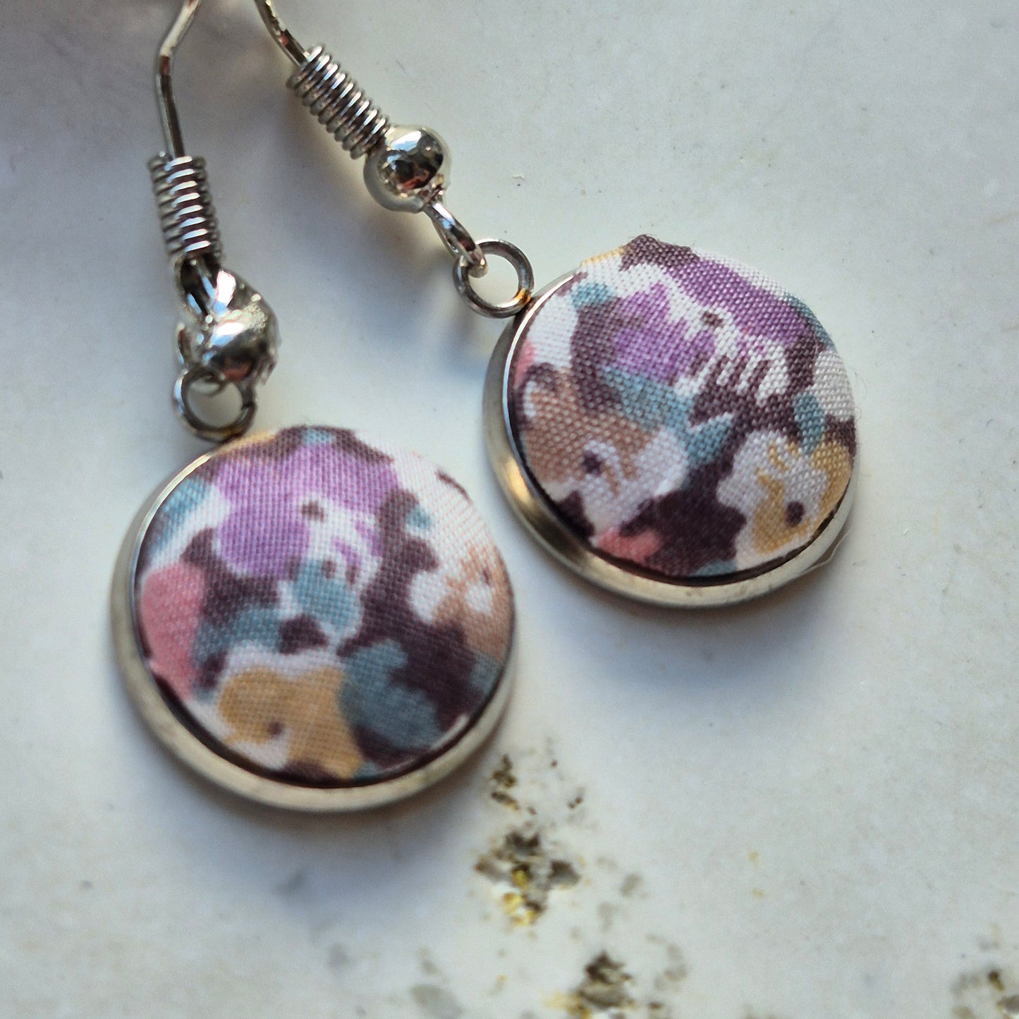 Vintage Liberty 12mm Dangle Earrings - Lilac Ditsy Floral