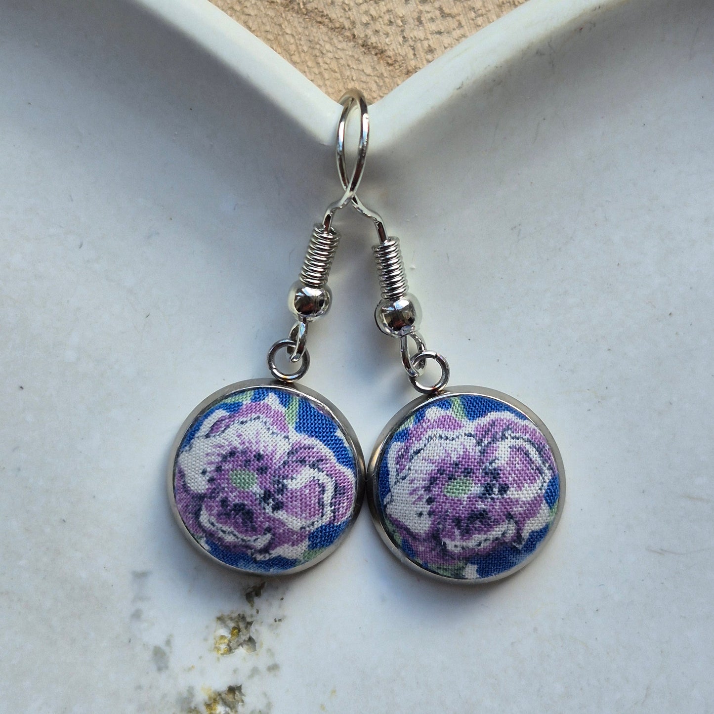Vintage Liberty 12mm Dangle Earrings - Lilac Flower