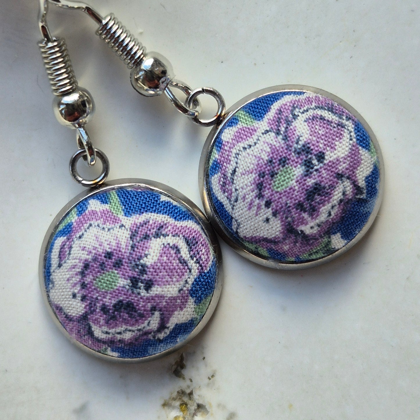 Vintage Liberty 12mm Dangle Earrings - Lilac Flower