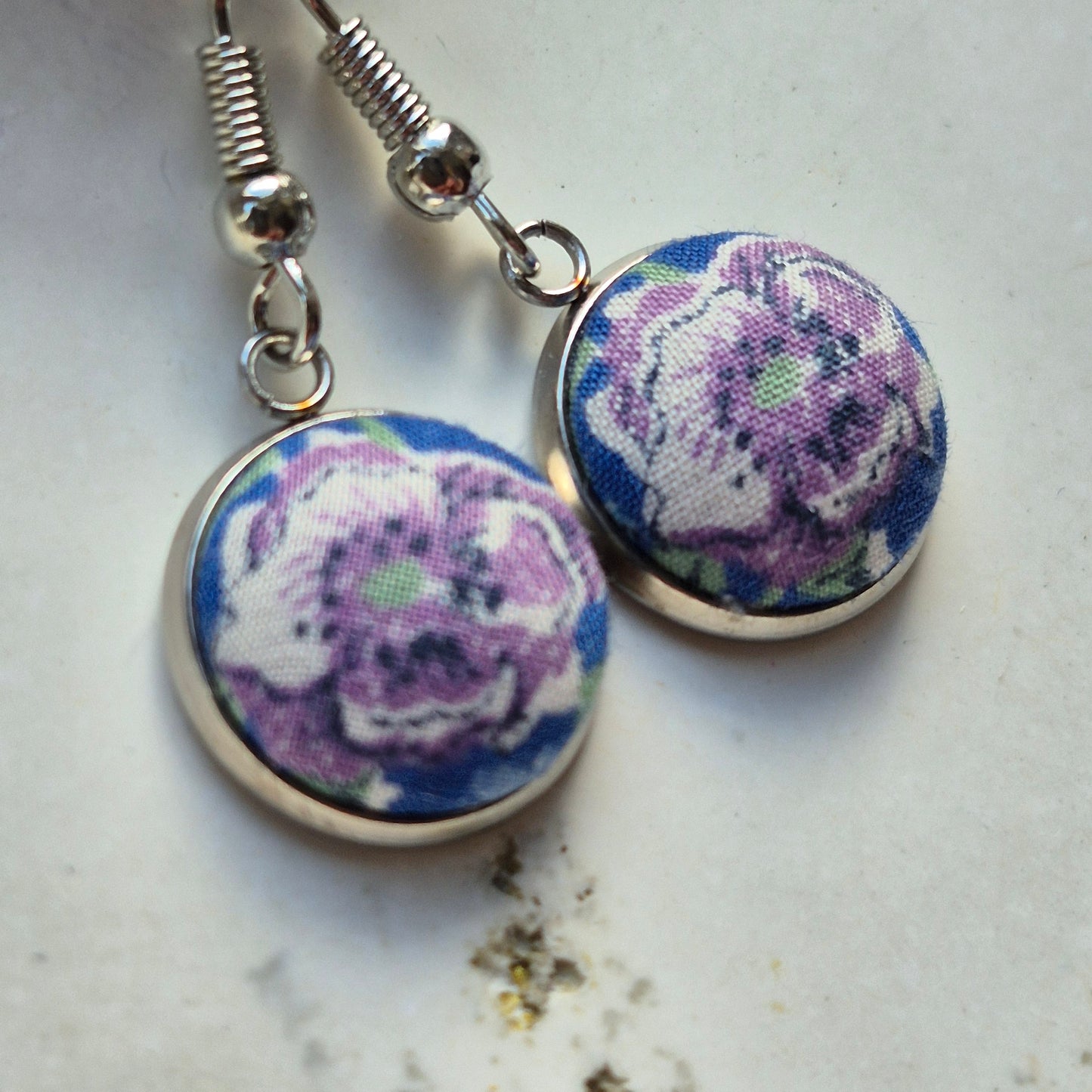 Vintage Liberty 12mm Dangle Earrings - Lilac Flower