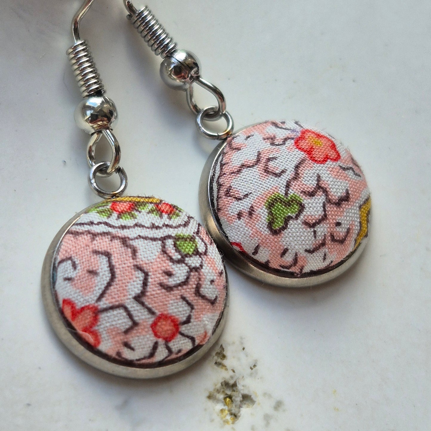 Vintage Liberty 12mm Dangle Earrings - Peach Mini Paisley