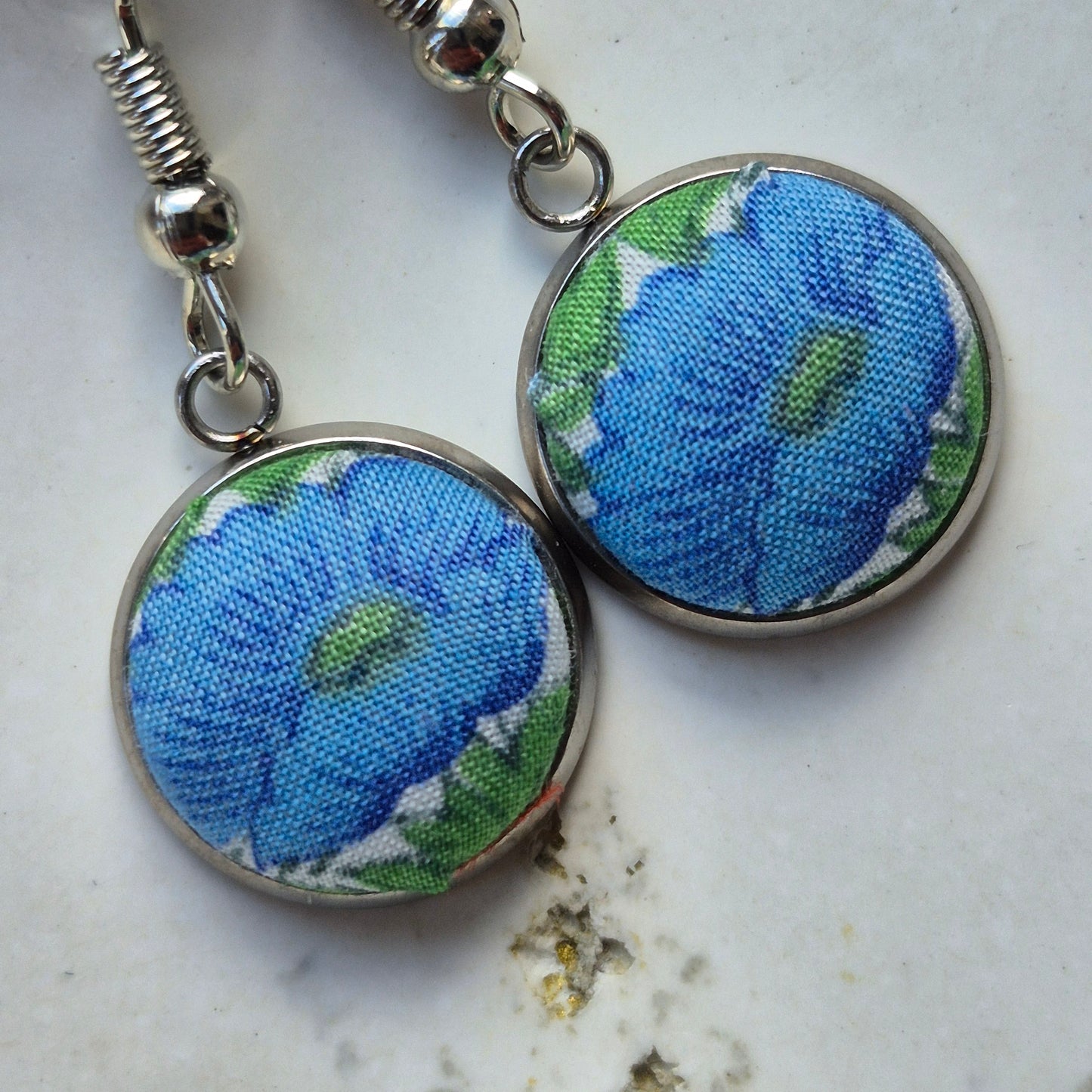 Vintage Liberty 12mm Dangle Earrings - Turquoise Flower