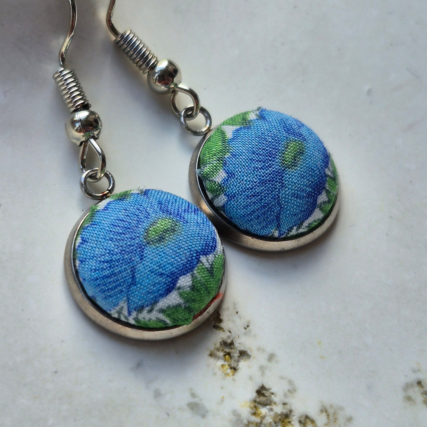 Vintage Liberty 12mm Dangle Earrings - Turquoise Flower