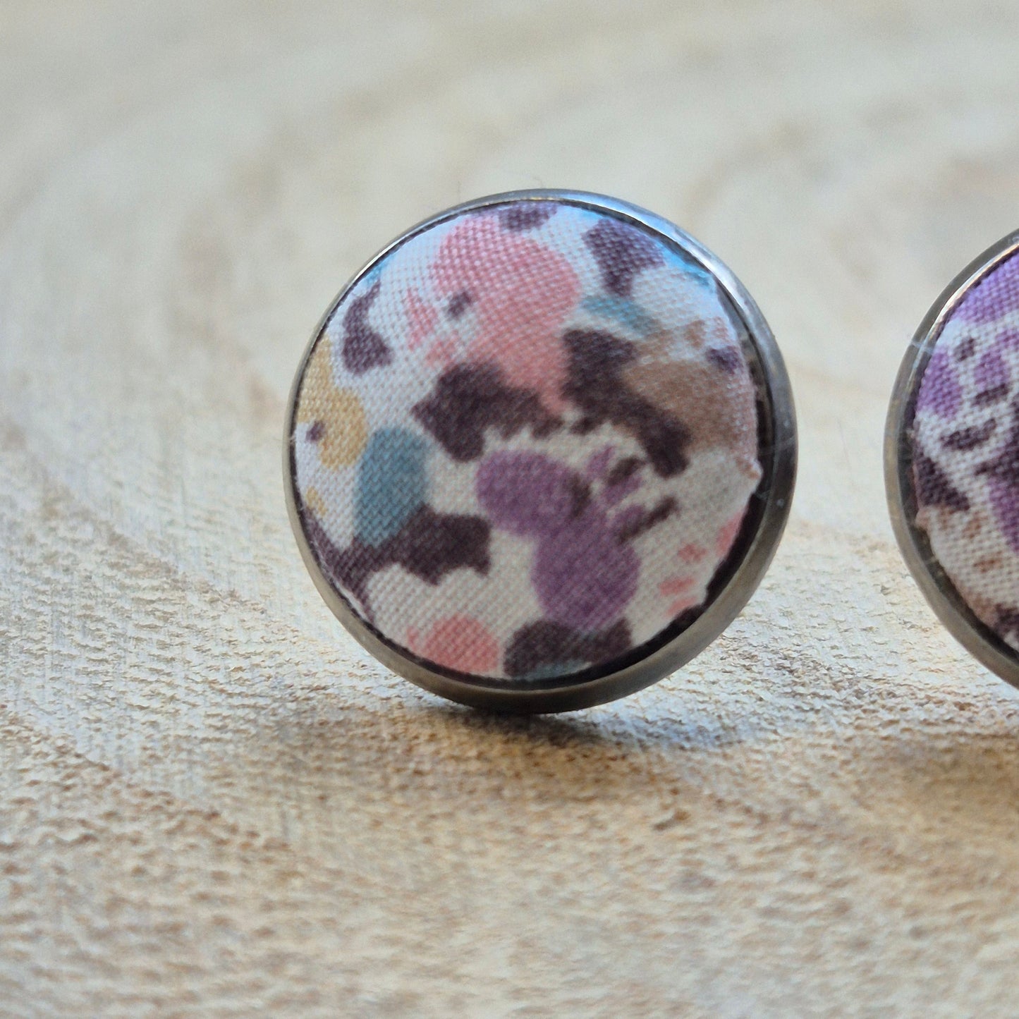 Vintage Liberty 12mm Stud Earrings - Lilac Ditsy Floral