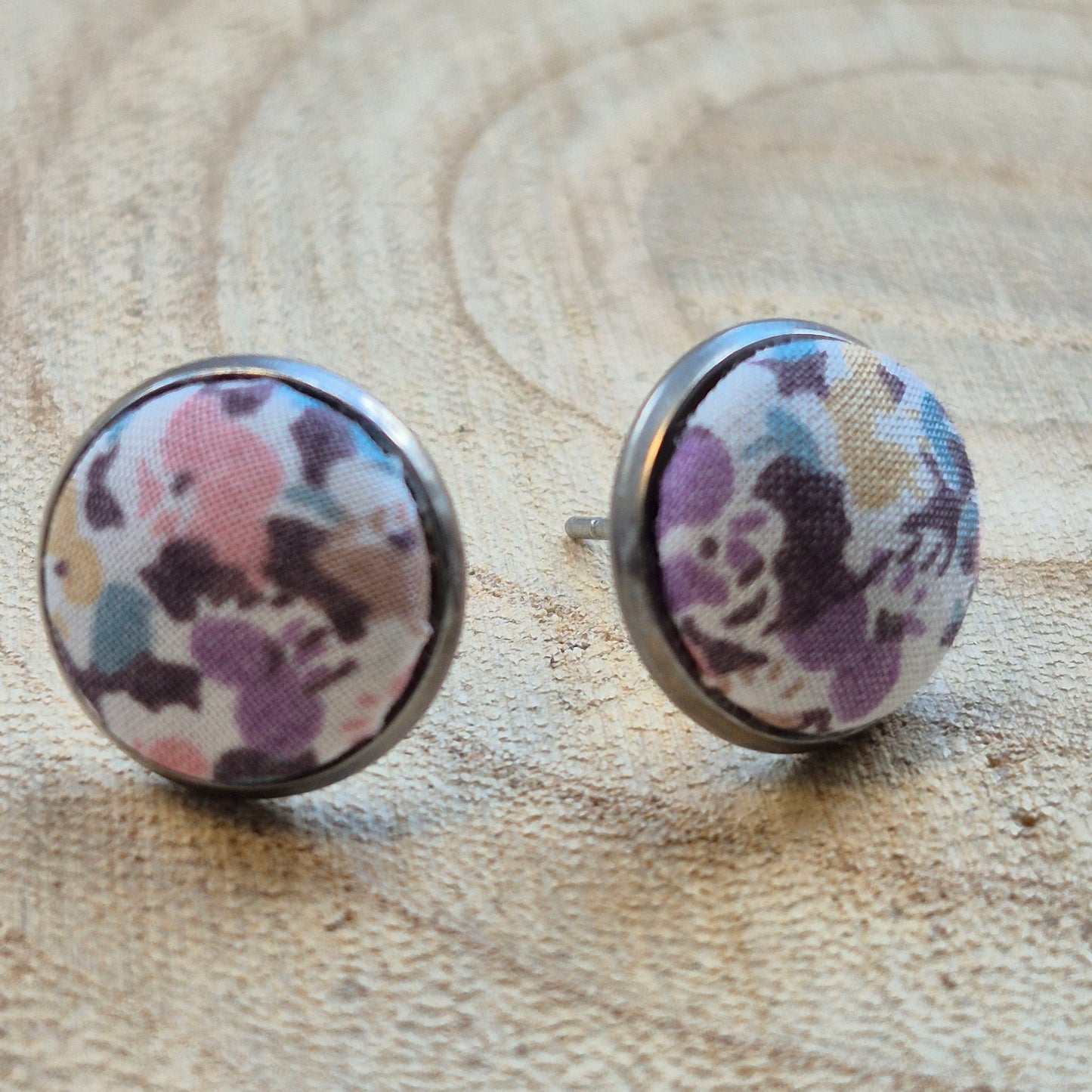 Vintage Liberty 12mm Stud Earrings - Lilac Ditsy Floral